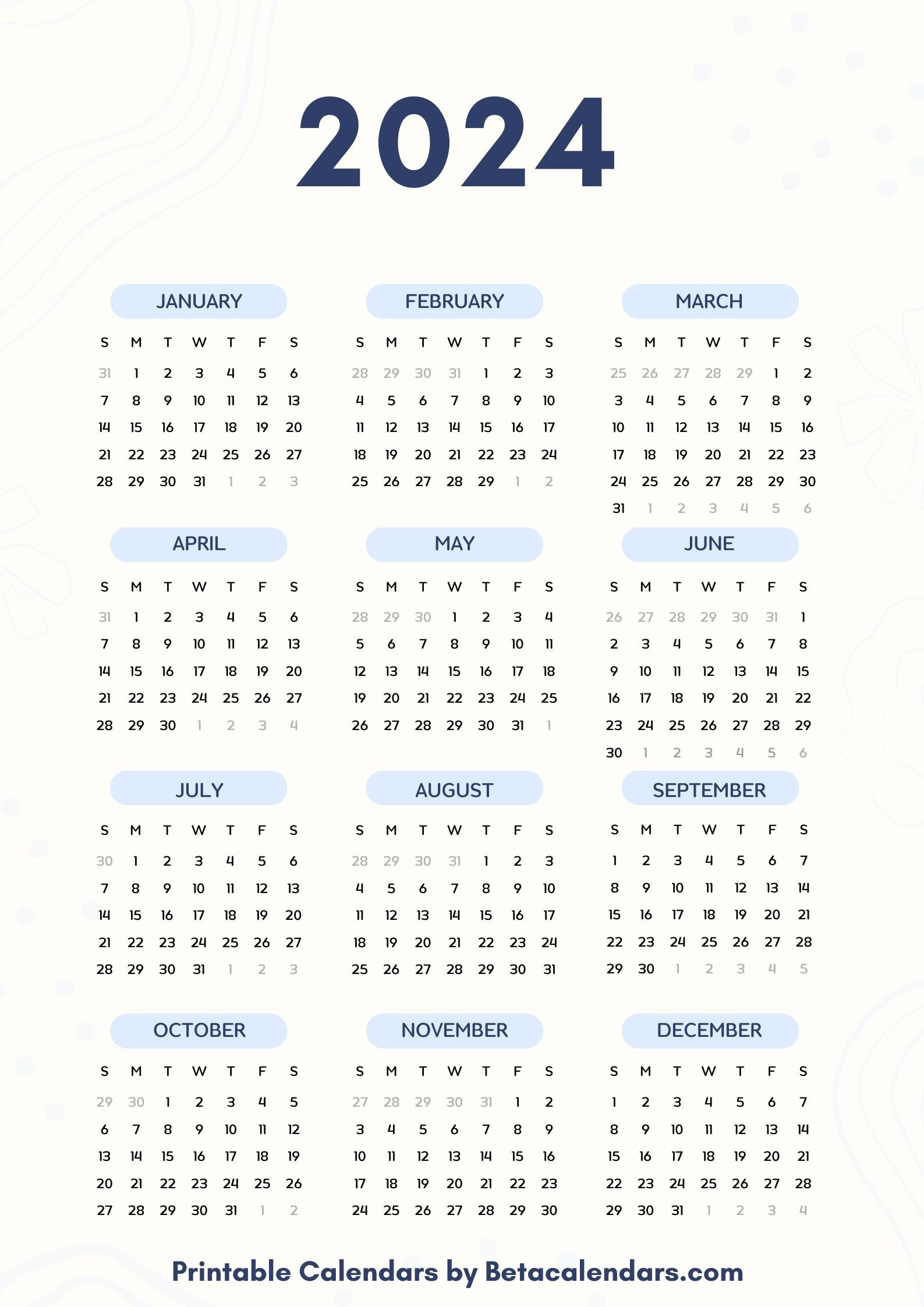 2024 Calendar - Beta Calendars with Beta Calendars December 2024 Calendar Printable