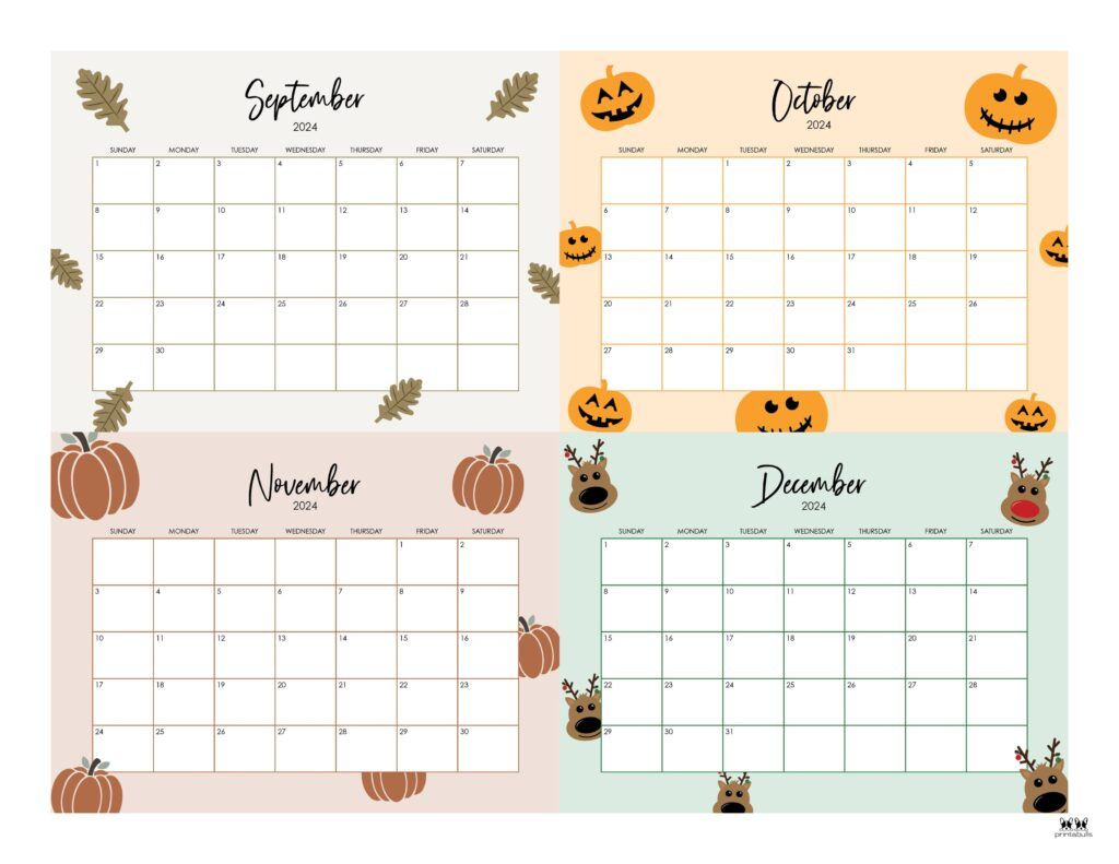 2024 Four Month Calendars - 18 Free Printables | Printabulls regarding 4 Month Printable Calendar 2024 September To December