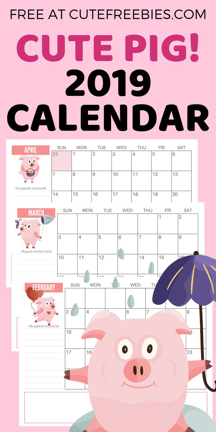 2024 Monthly Planner Calendar – Cute Pigs Free Printable - Cute in 2024 December Calendar Printable Piglet