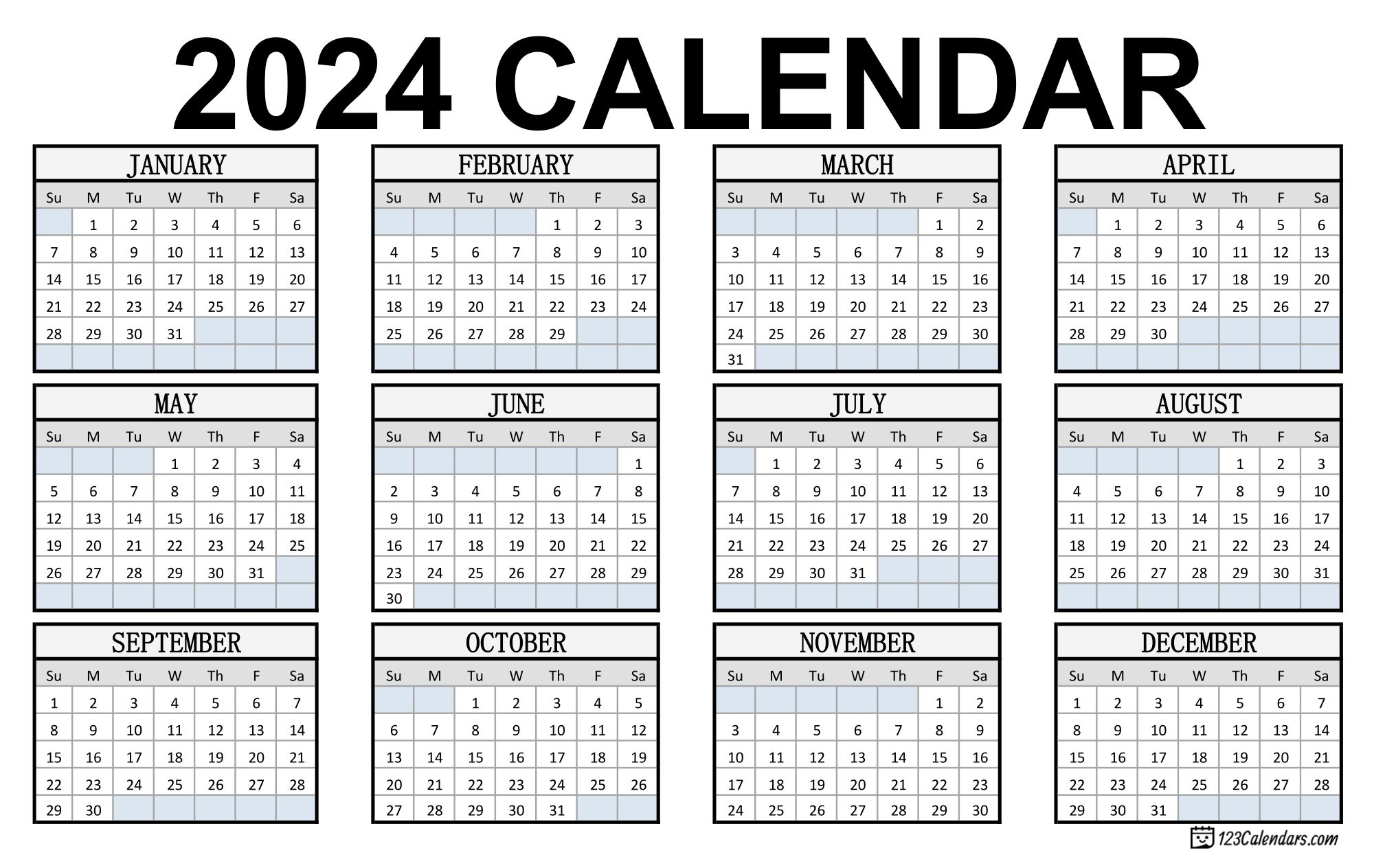 2024 Printable Calendar | 123Calendars intended for November 2024 Calendar Printable Wincalendar