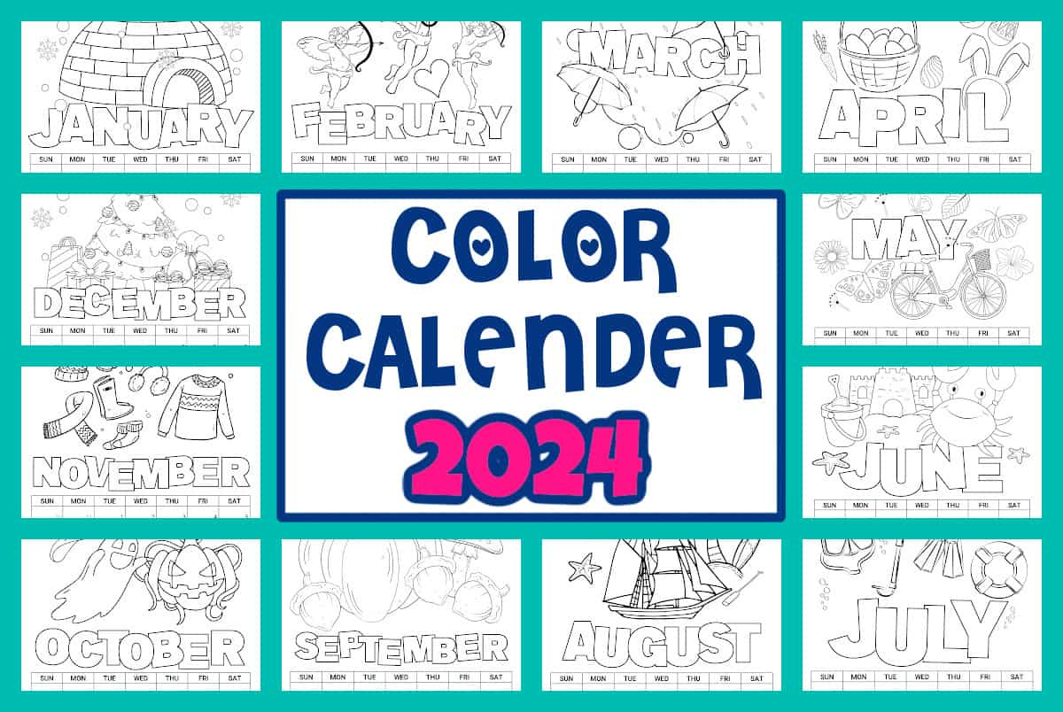 2024 Printable Coloring Calendar For Kids - Made With Happy within 2024 Coloring Calendar Printable December