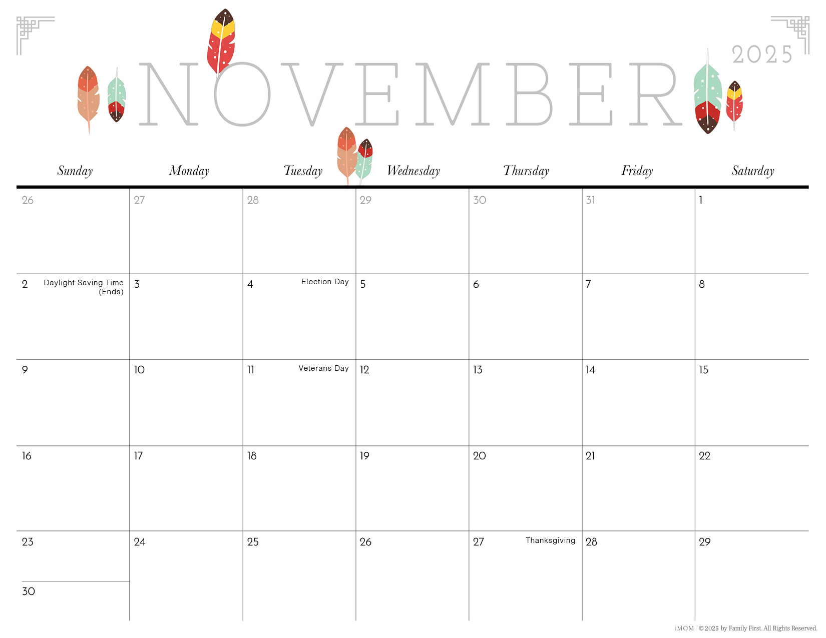 2025 Cute Printable Calendars For Moms - Imom with regard to November 2024 Calendar Printable Imom