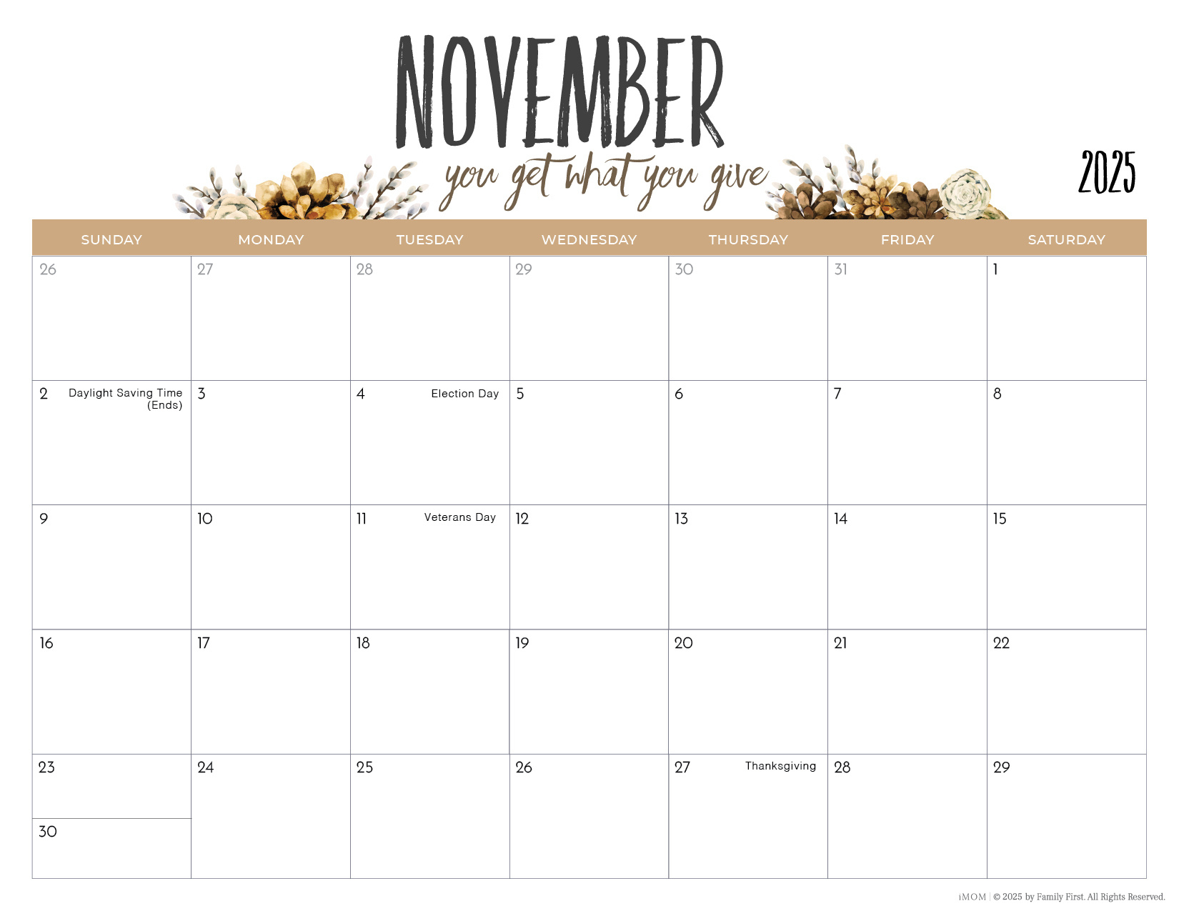 2025 Printable Calendars For Moms - Imom regarding November 2024 Calendar Printable Imom