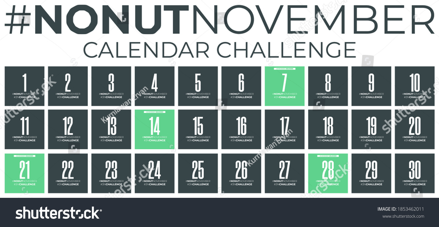 Bundle Einen Monat (Vollständig) No Nut: Stock-Vektorgrafik with No Nut November Calendar 2024 Printable