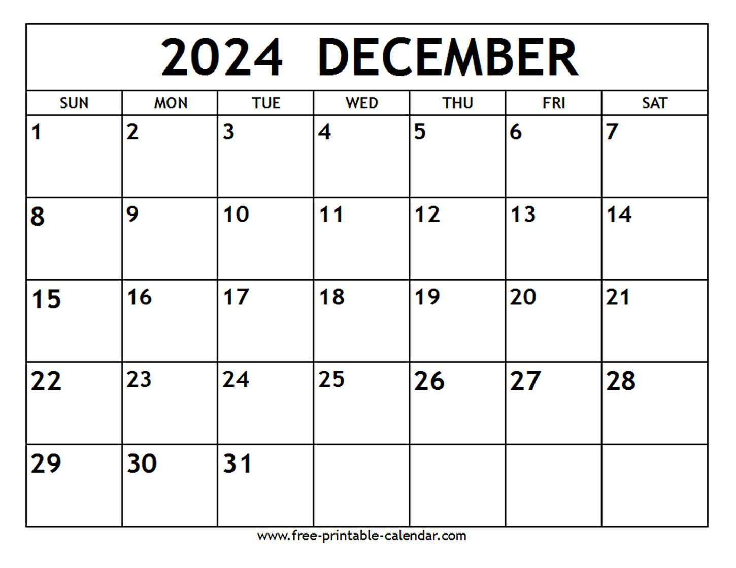 December 2024 Calendar - Free-Printable-Calendar in December 2024 Printable Calendar Australia