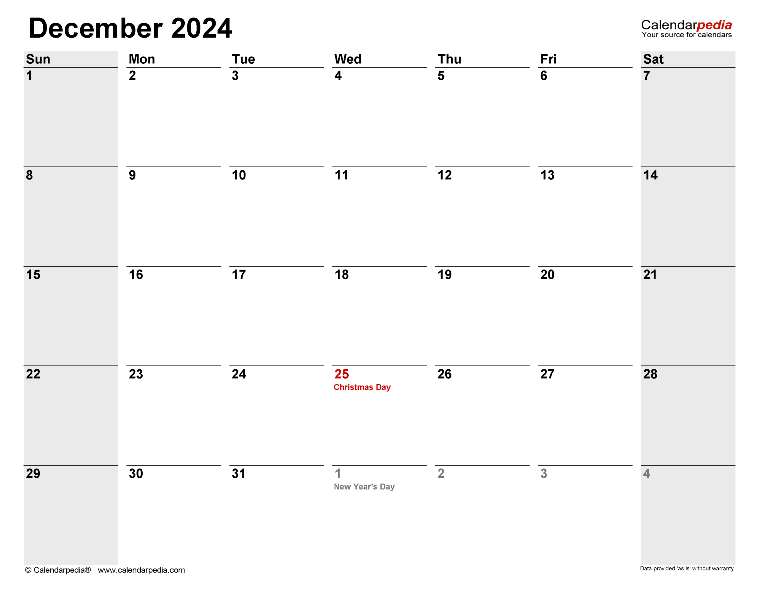 December 2024 Calendar | Templates For Word, Excel And Pdf pertaining to December 2024 Shareware Printable Calendar