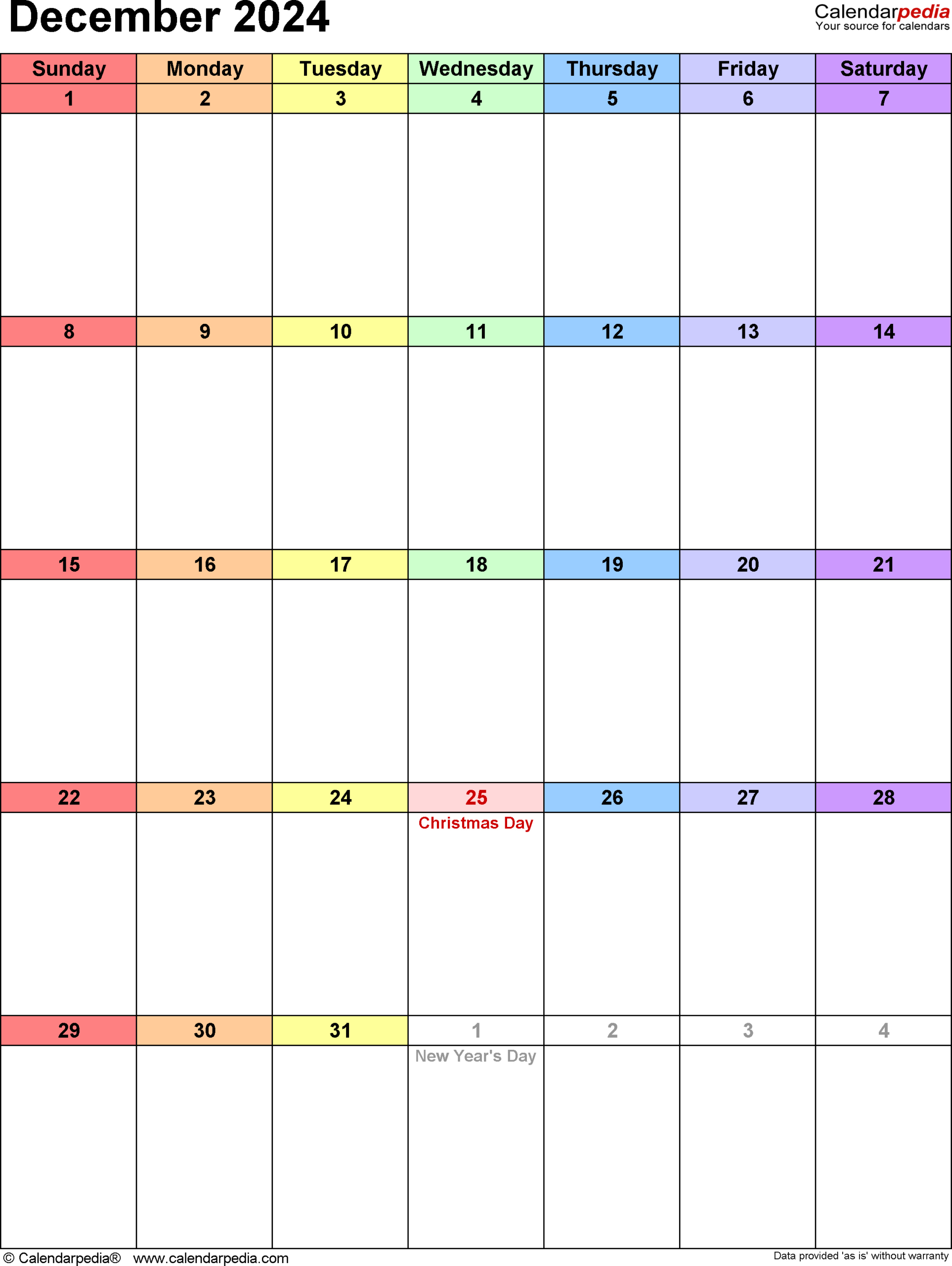 December 2024 Calendar | Templates For Word, Excel And Pdf throughout December 2024 Appointment Calendar Printable