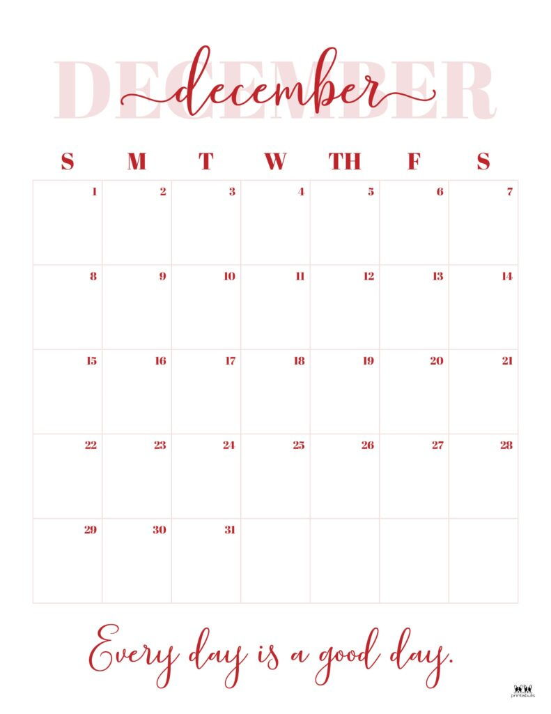 December 2024 Calendars - 50 Free Printables | Printabulls within Christmas Style Printable December 2024 Calendar Large Print