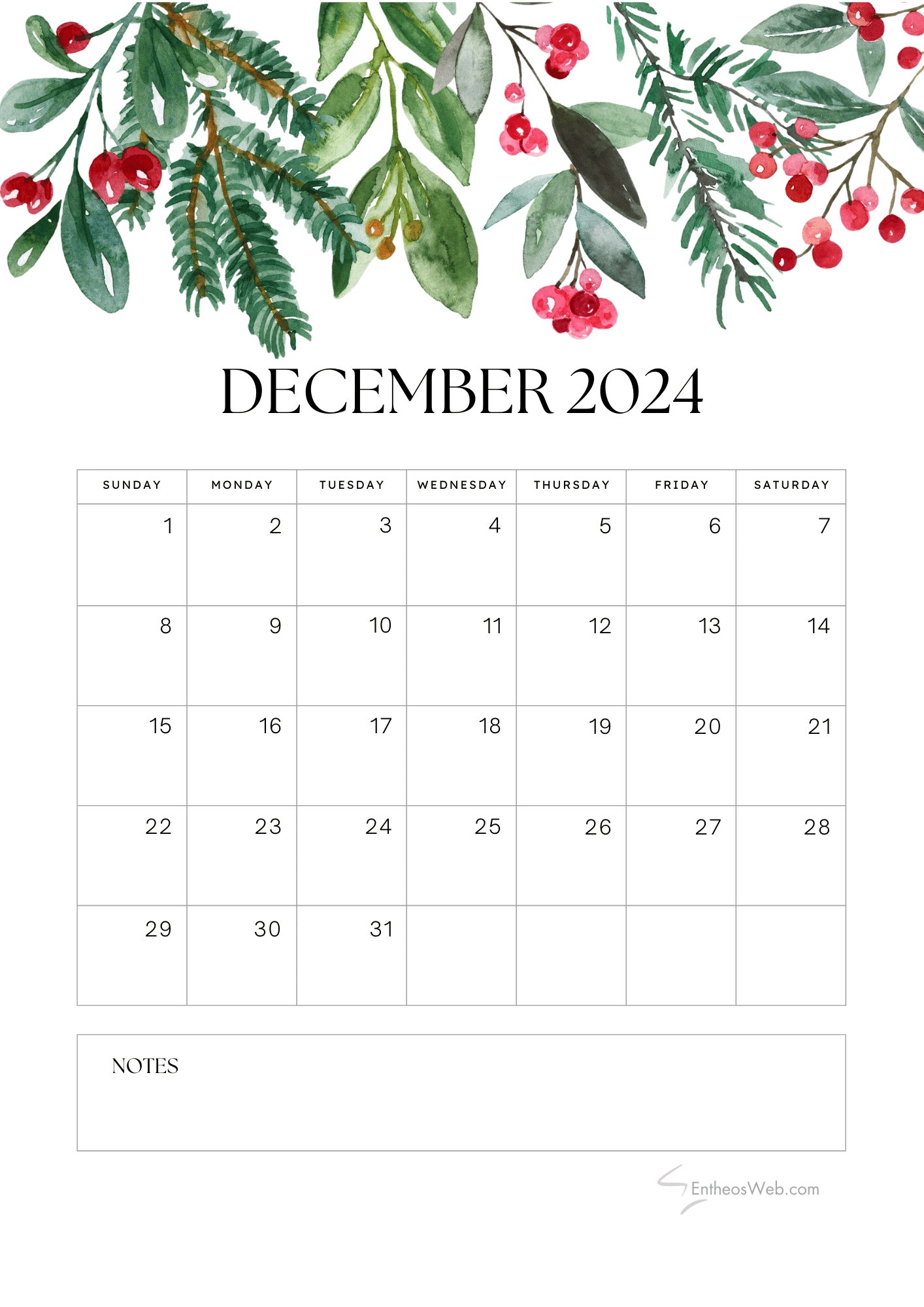 December 2024 Calendars | Entheosweb for A4 December 2024 Calendar Printable