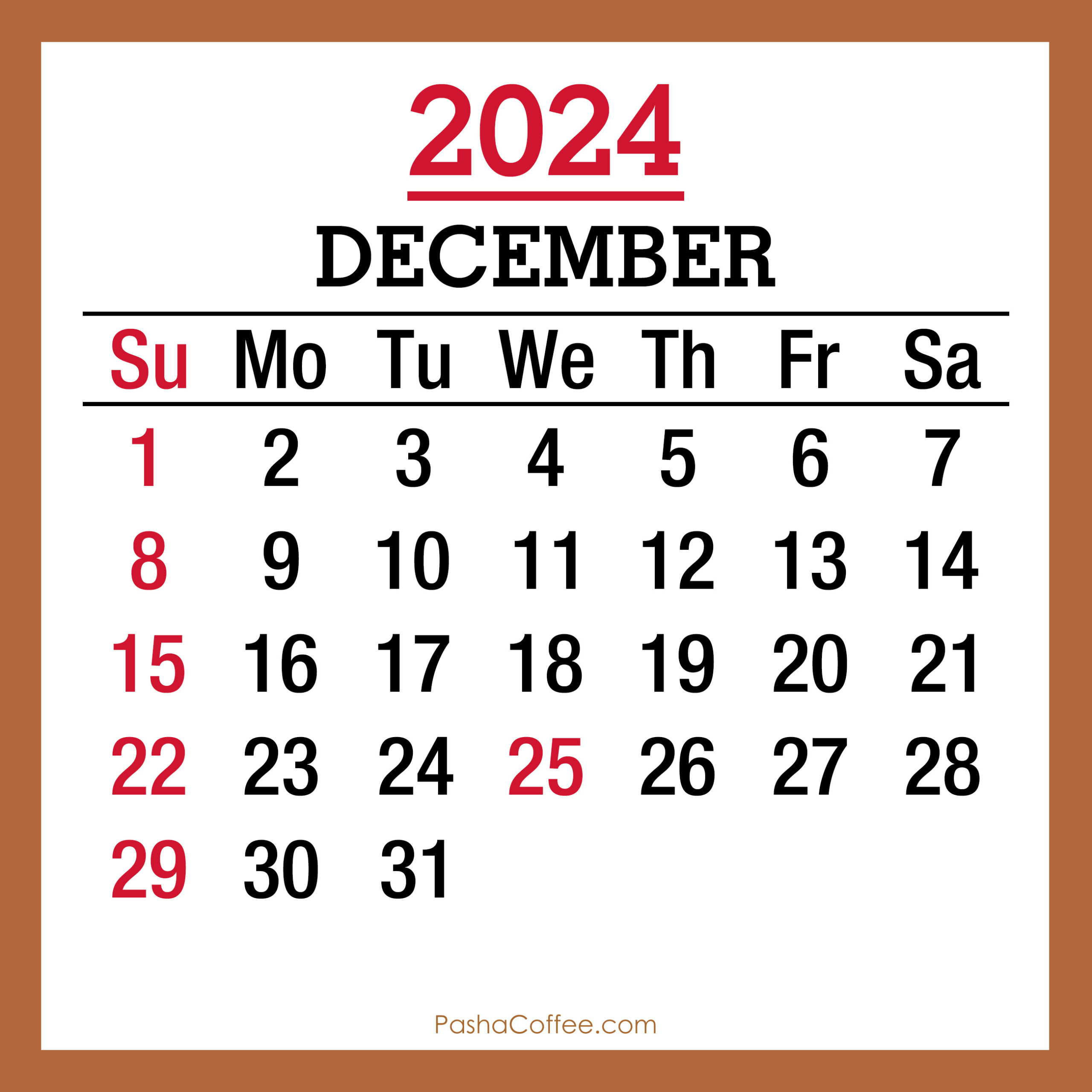 December 2024 Monthly Calendar With Holidays, Printable Free in 2024 December Calendar With Holidays Printable