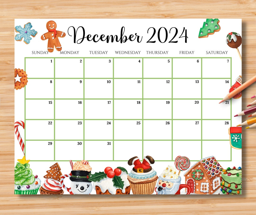 Editable December 2024 Calendar, Colorful Christmas With Sweets regarding December 2024 Shareware Printable Calendar