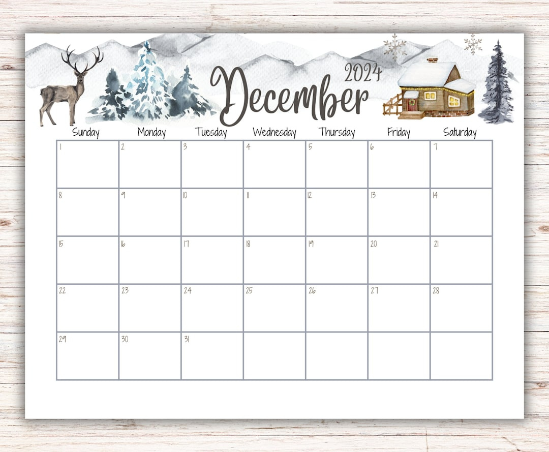 Editable December 2024 Calendar, Snowy House On The Hill And throughout December 2024 Printable Calendar Canada