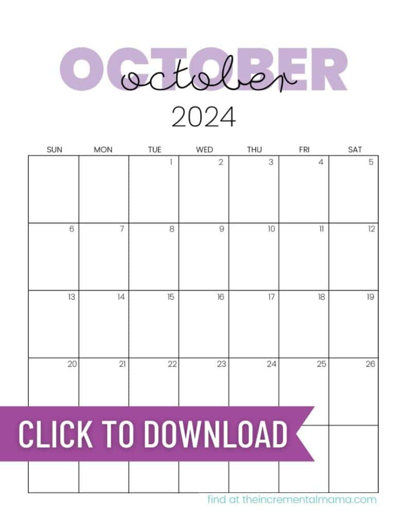 Free 2024 Monthly Calendar Printable Templates - The Incremental Mama in Calendar Free Printable October-December 2024 Bills