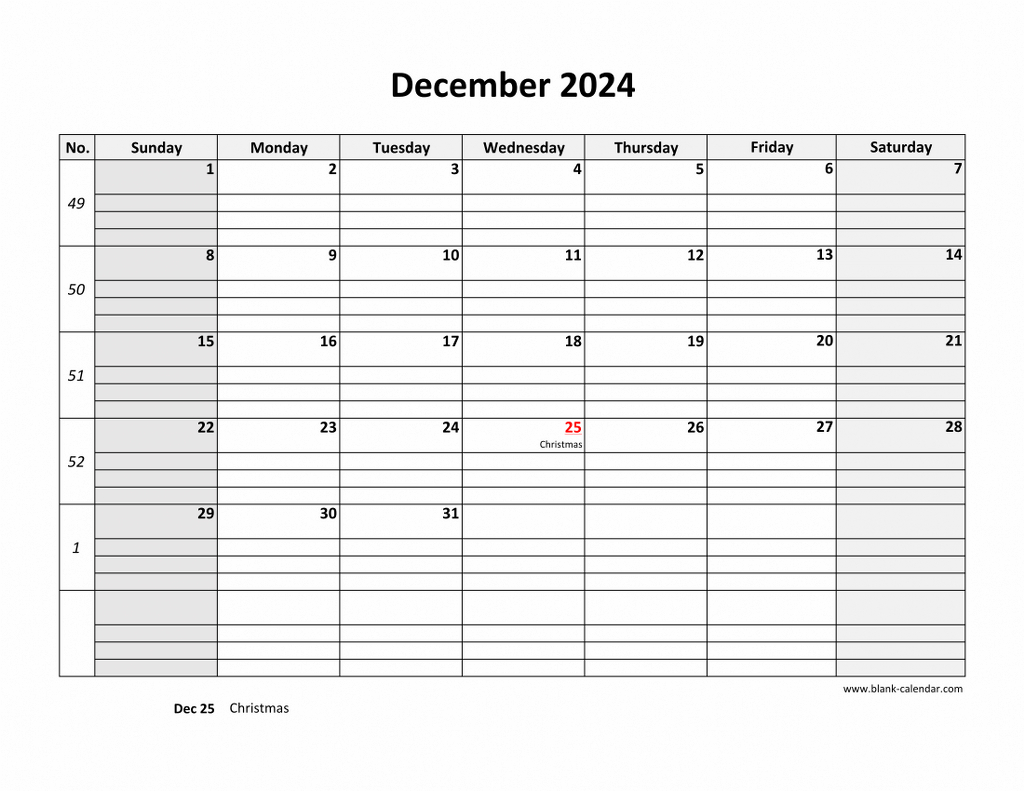 Free Download Printable December 2024 Calendar, Large Box Grid with December 2024 Calendar Printable With Large Print