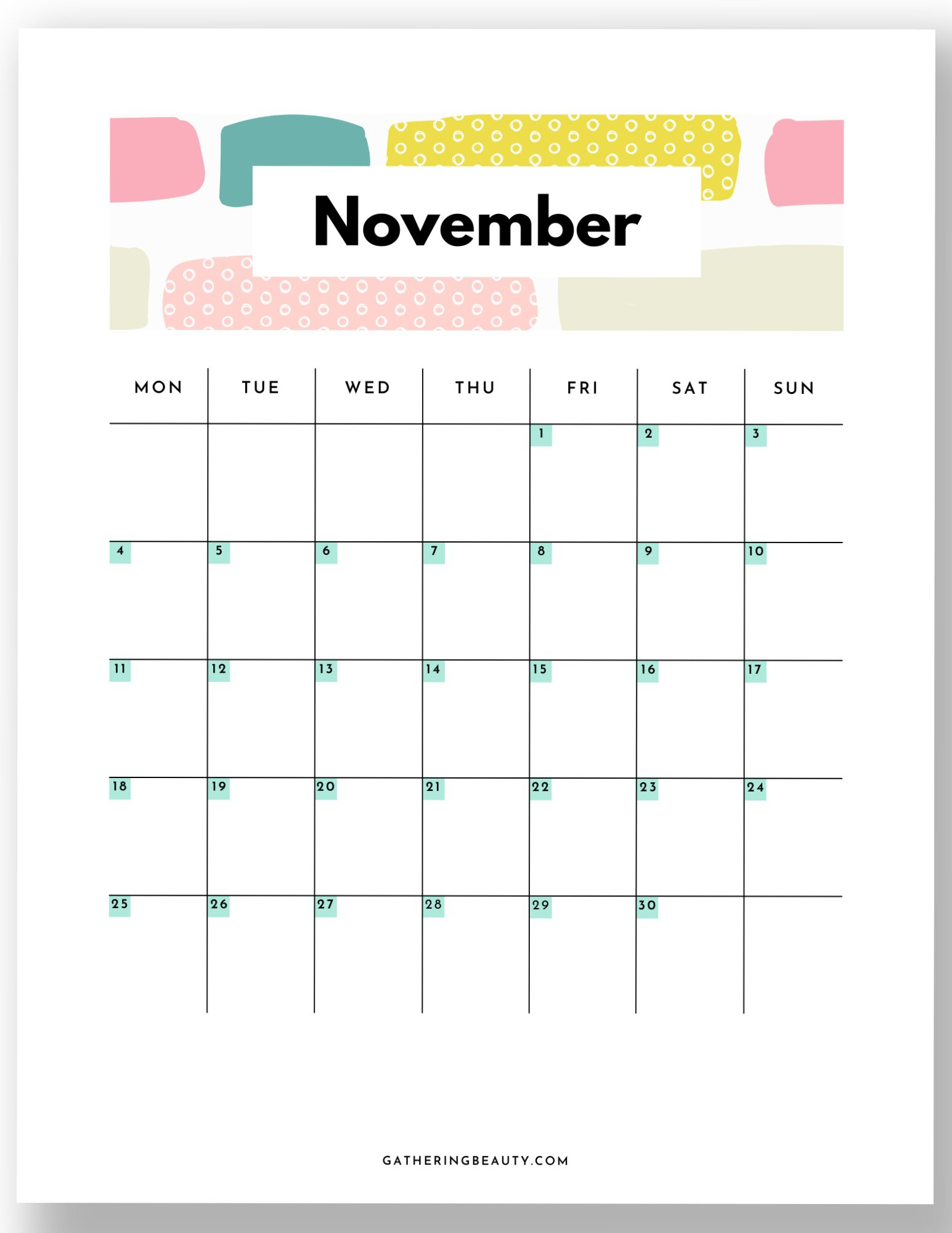 Free Printable Calendar 2024 — Gathering Beauty inside Hp Free Printable November Calendar 2024