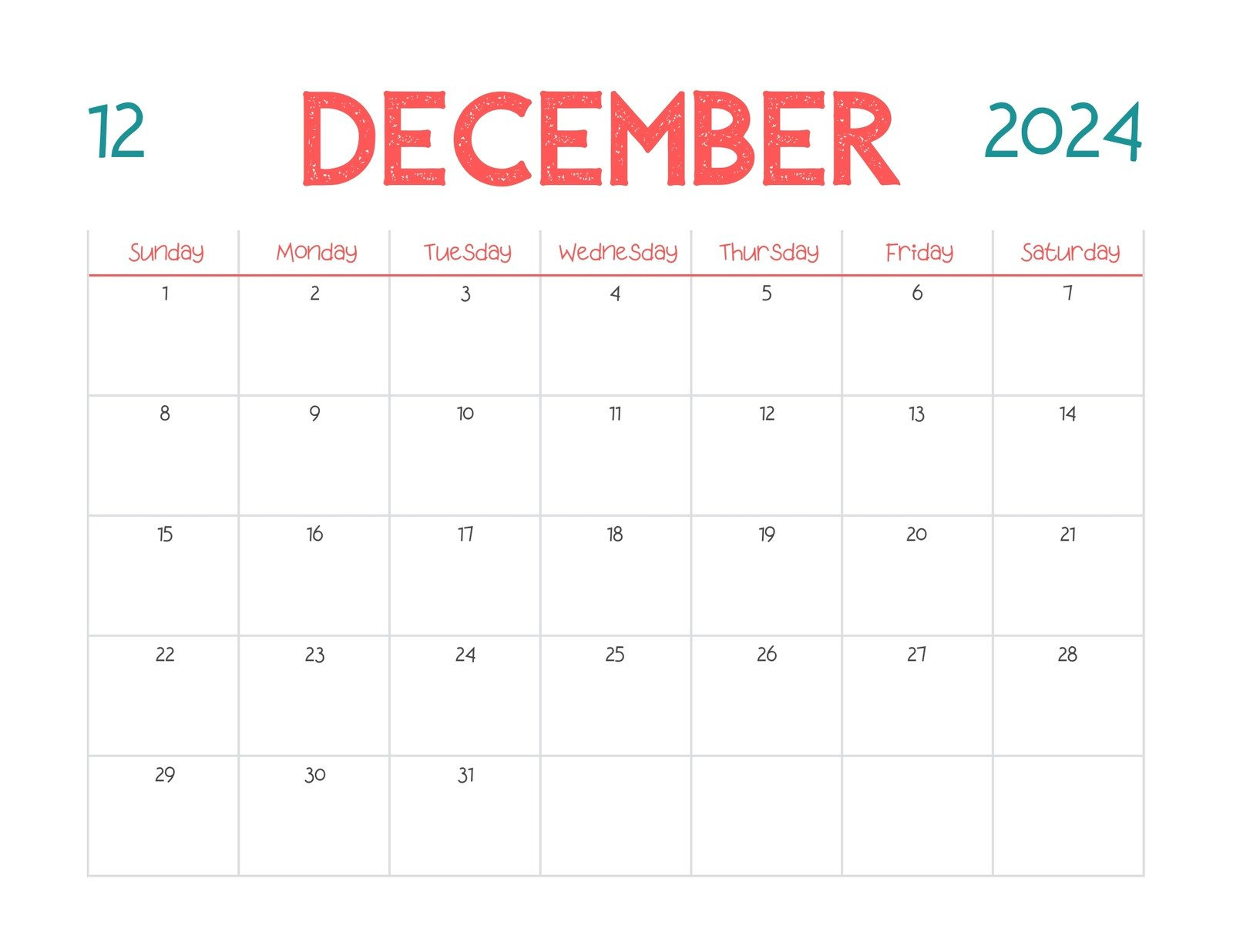 Free, Printable December 2024 Calendar Templates | Canva inside December 2024 Calendar Editable Printable