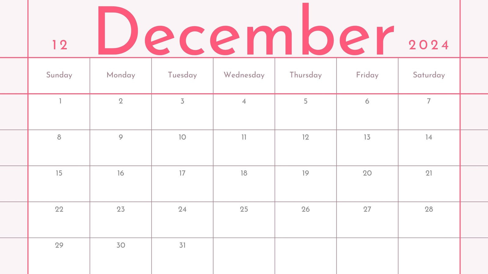 Free, Printable December 2024 Calendar Templates | Canva intended for December 2024 Children&amp;amp;#039;S Calendar Printable