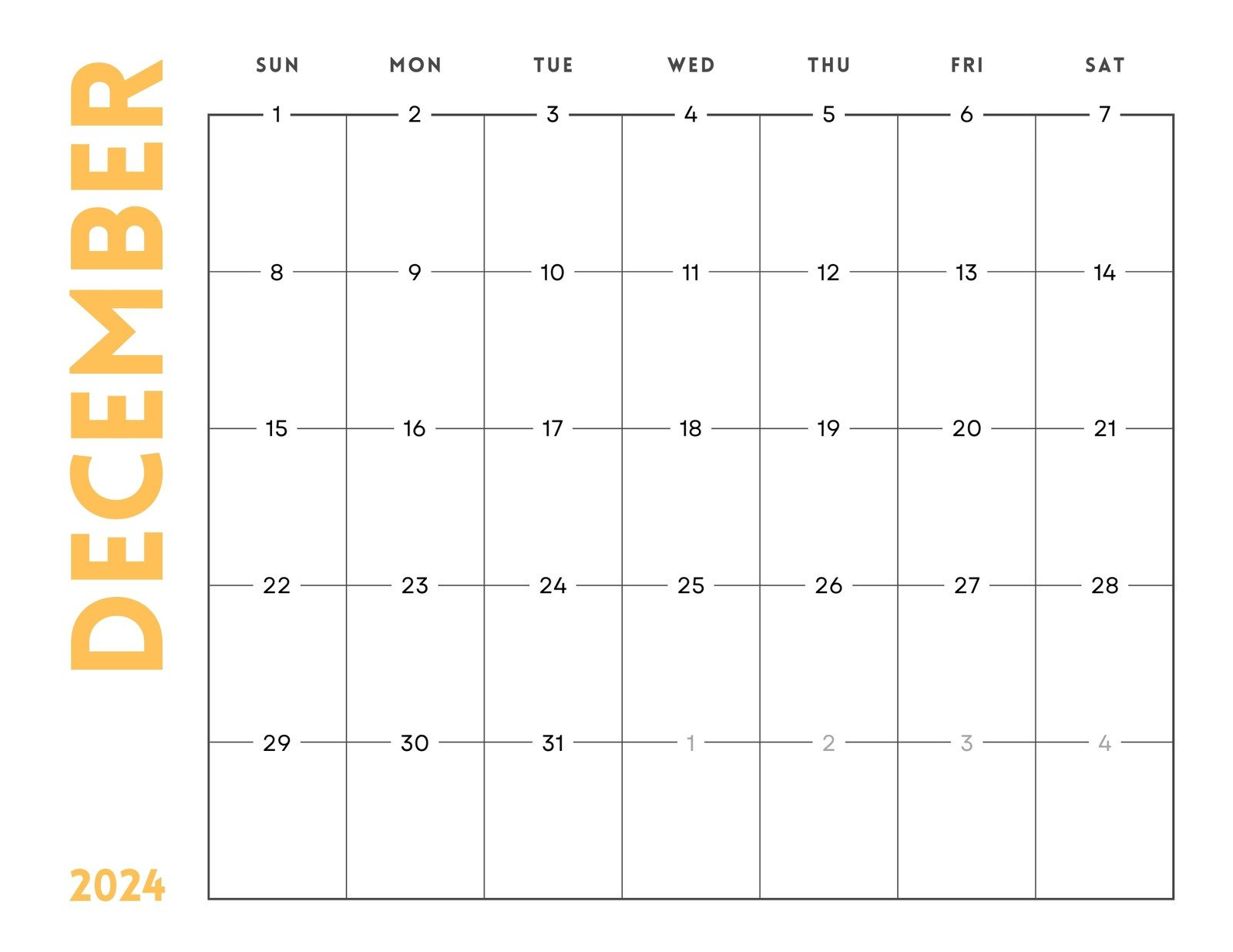 Free, Printable December 2024 Calendar Templates | Canva throughout Cute Printable December 2024 Calendar Large Print