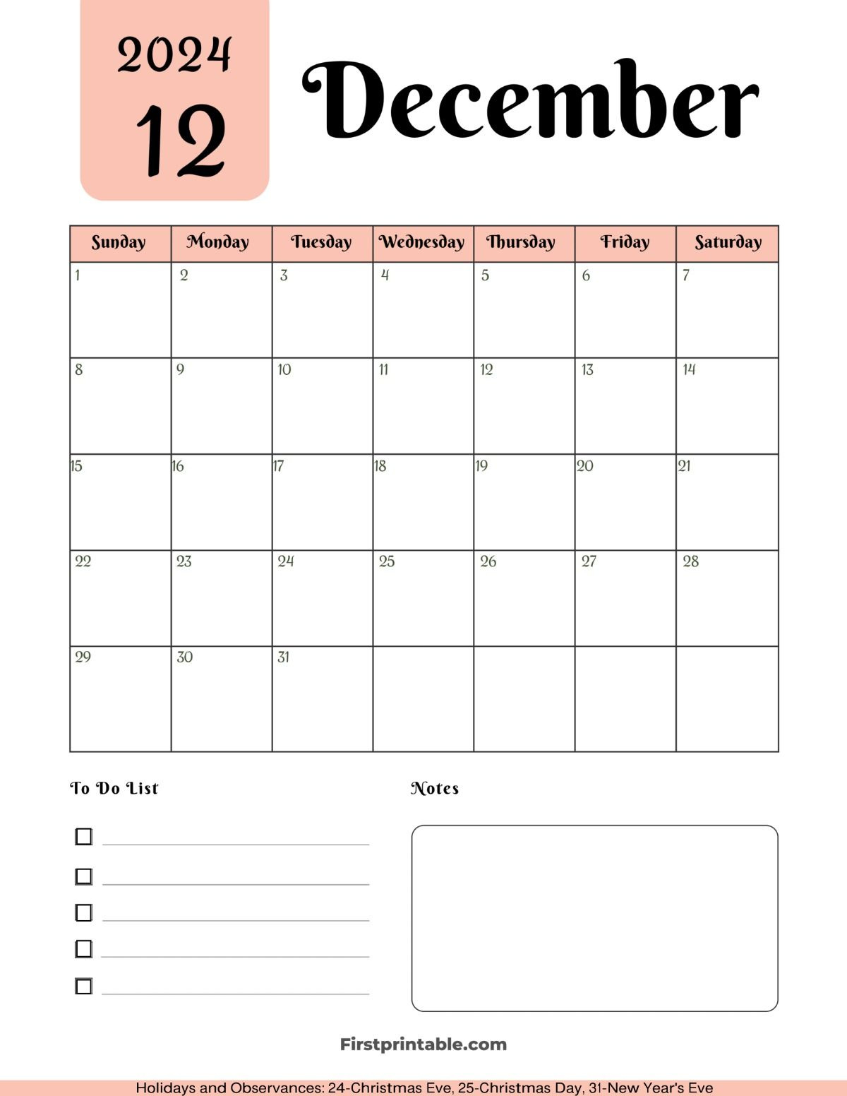 Free Printable, Editable &amp;amp; Fillable December Calendars 2024 With in December 2024 Calendar Printable Waterproof