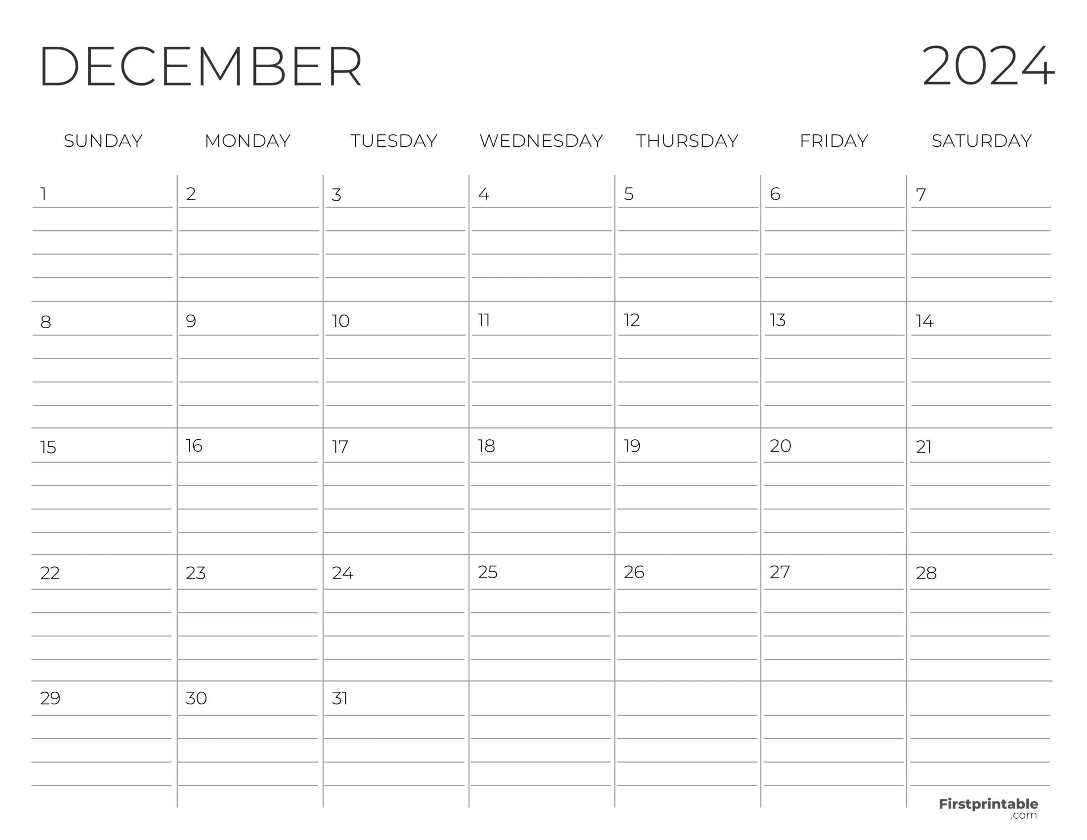 Free Printable &amp;amp; Fillable December Calendars 2024 inside December 2024 Calendar With Holidays First Printable