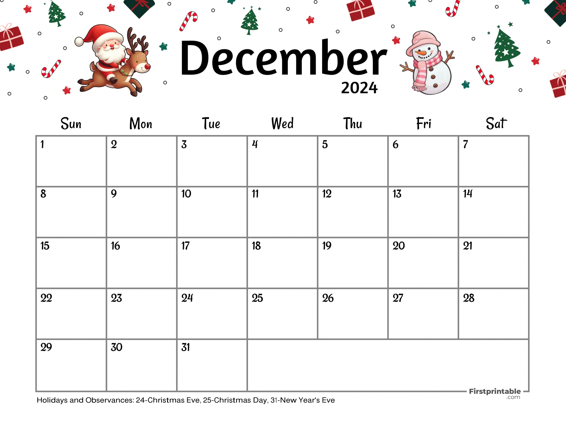 Free Printable &amp;amp; Fillable December Calendars 2024 intended for 2024 Printable Calendar With Holidays November And December