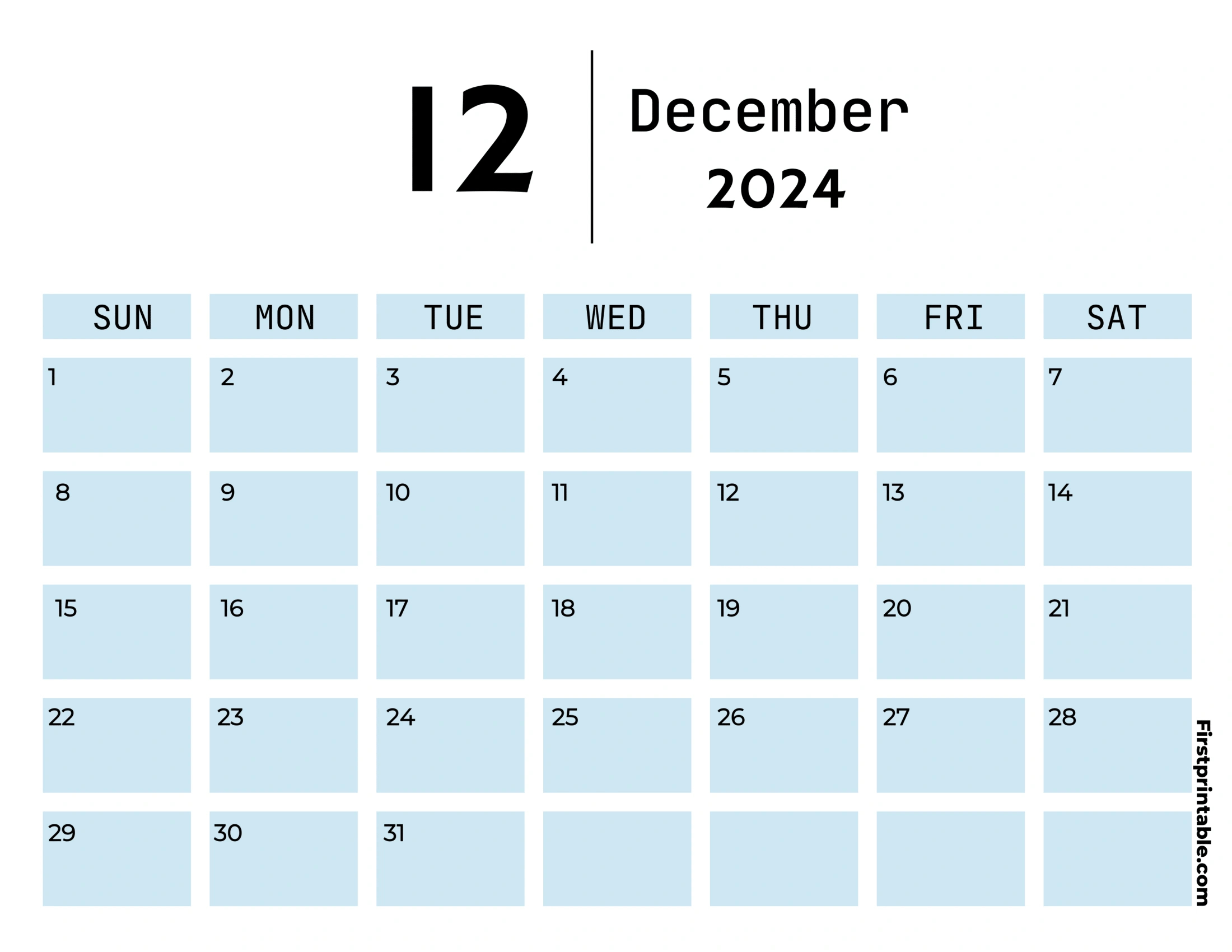 Free Printable &amp;amp; Fillable December Calendars 2024 intended for Blue Calendar Printable For December 2024