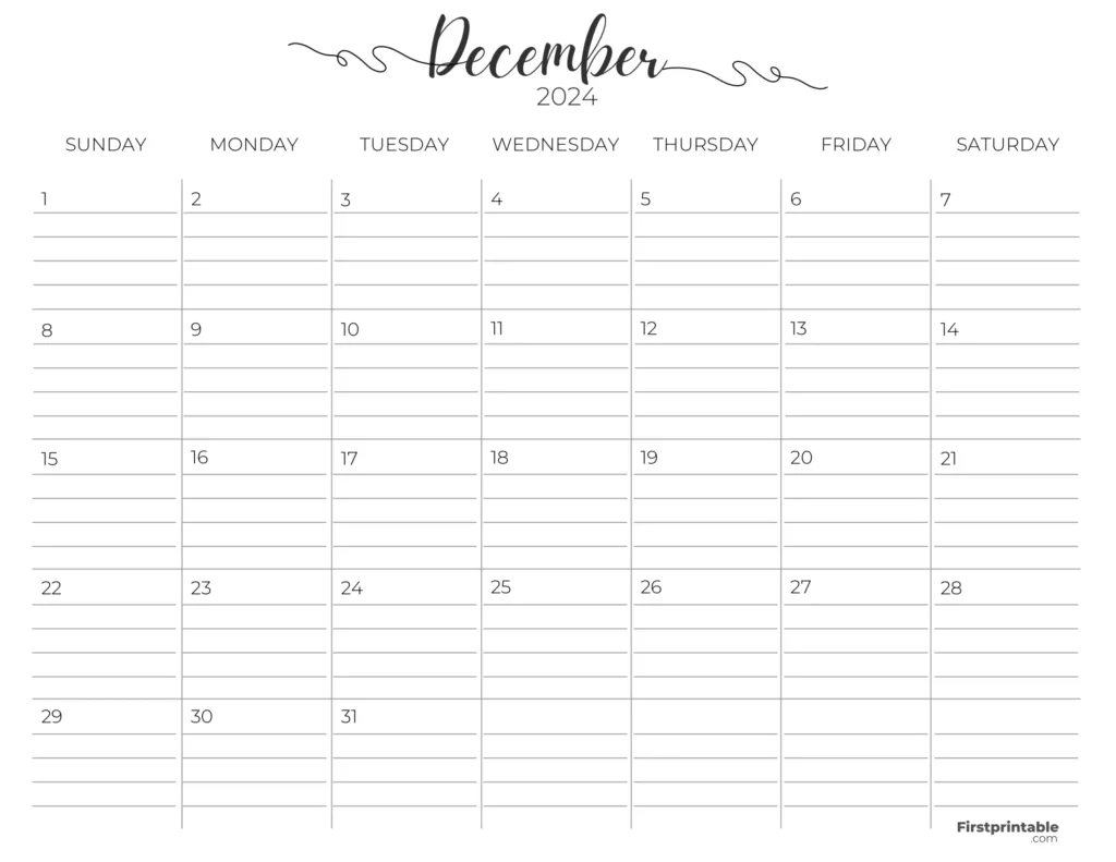 2024 December Printable Typable Calendar | Printable Calendar