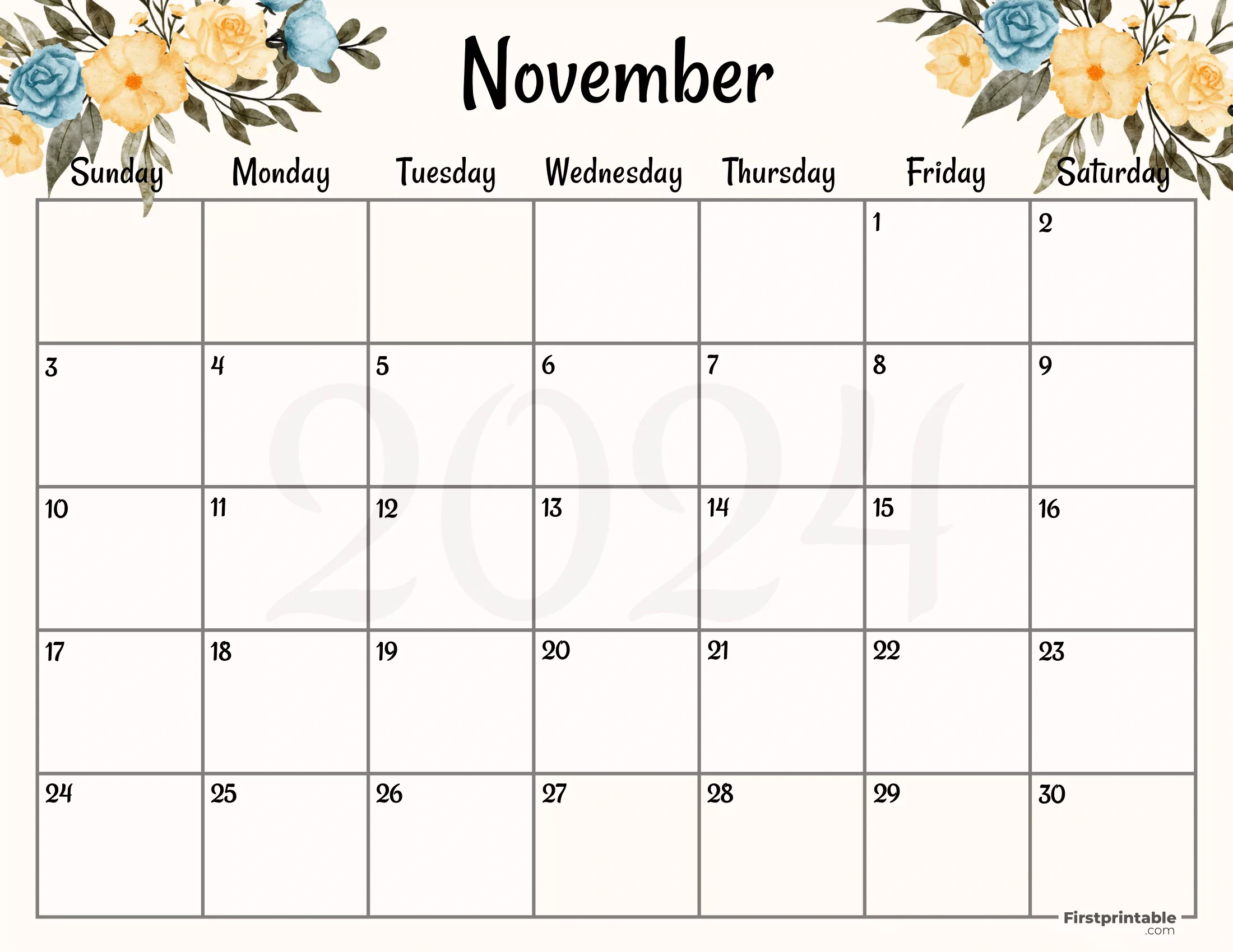 Free Printable &amp;amp; Fillable November Calendar 2024 inside November 2024 Printable Calendar With Designs