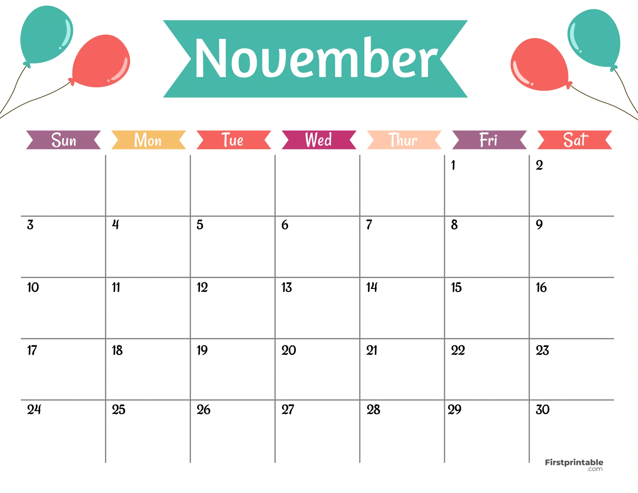 Free Printable &amp;amp; Fillable November Calendar 2024 pertaining to November 2024 Printable Calendar Kids