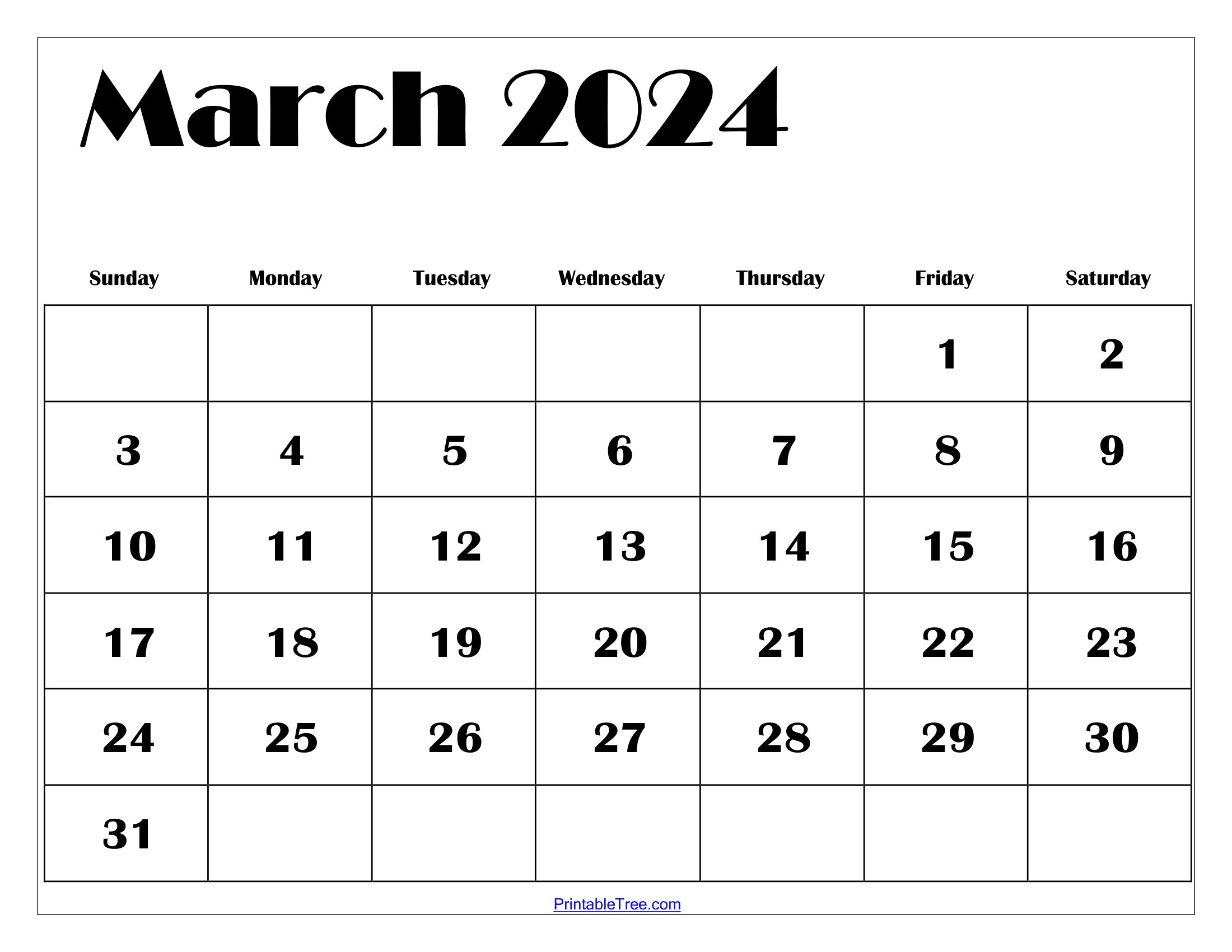 March 2024 Calendar Printable Pdf With Holidays Template Free with 2024 March December Calendar Printable