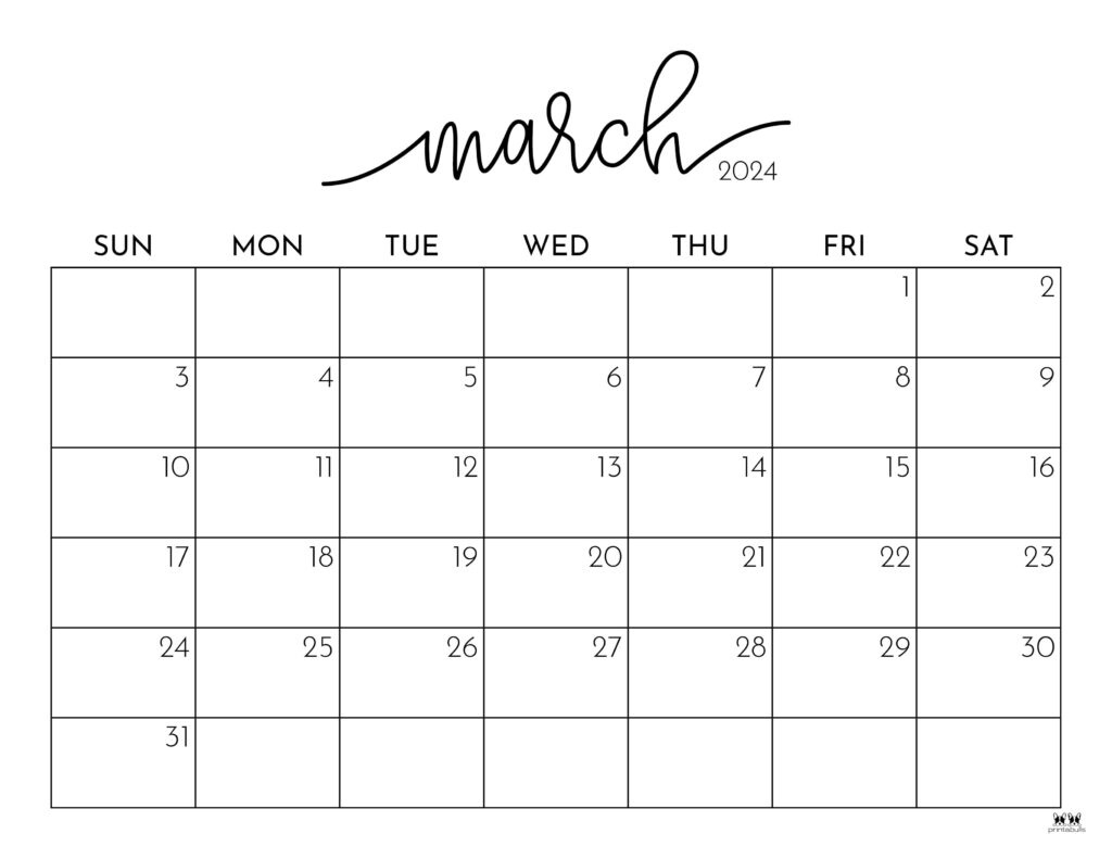 March 2024 Calendars - 50 Free Printables | Printabulls for 2024 March December Calendar Printable