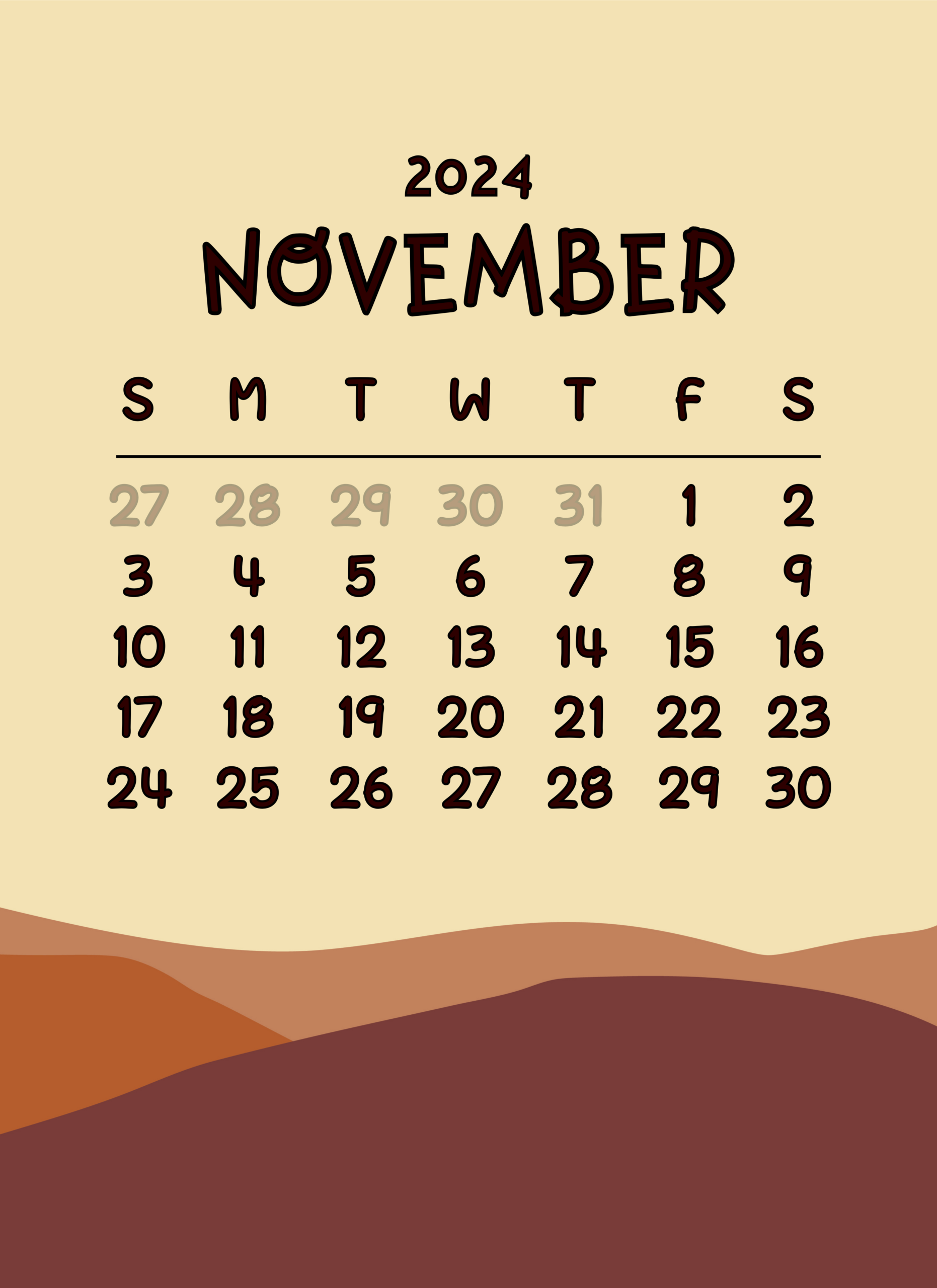 Monthly Calendar 2024, November Calendar 2024, November 2024 regarding November 2024 Printable Calendar Pinterest