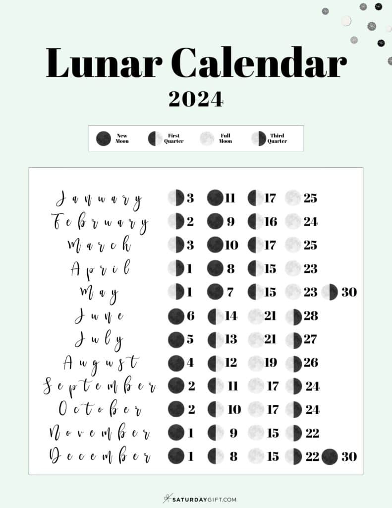 Moon Phase Calendar - Cute &amp;amp; Free Printable 2024 Lunar Calendar with regard to December 2024 Moon Calendar Printable