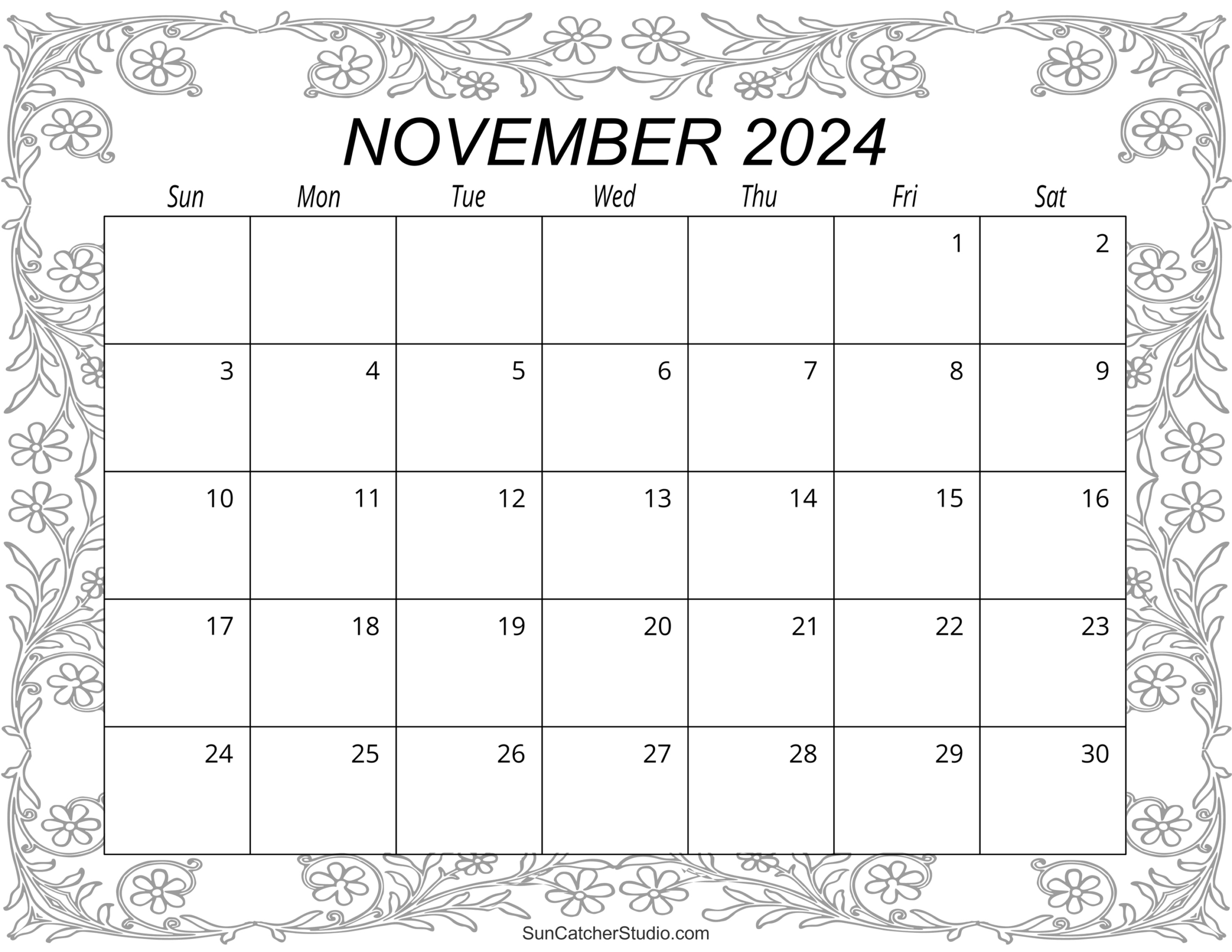 November 2024 Calendar (Free Printable) – Diy Projects, Patterns inside November 2024 Printable Calendar Color