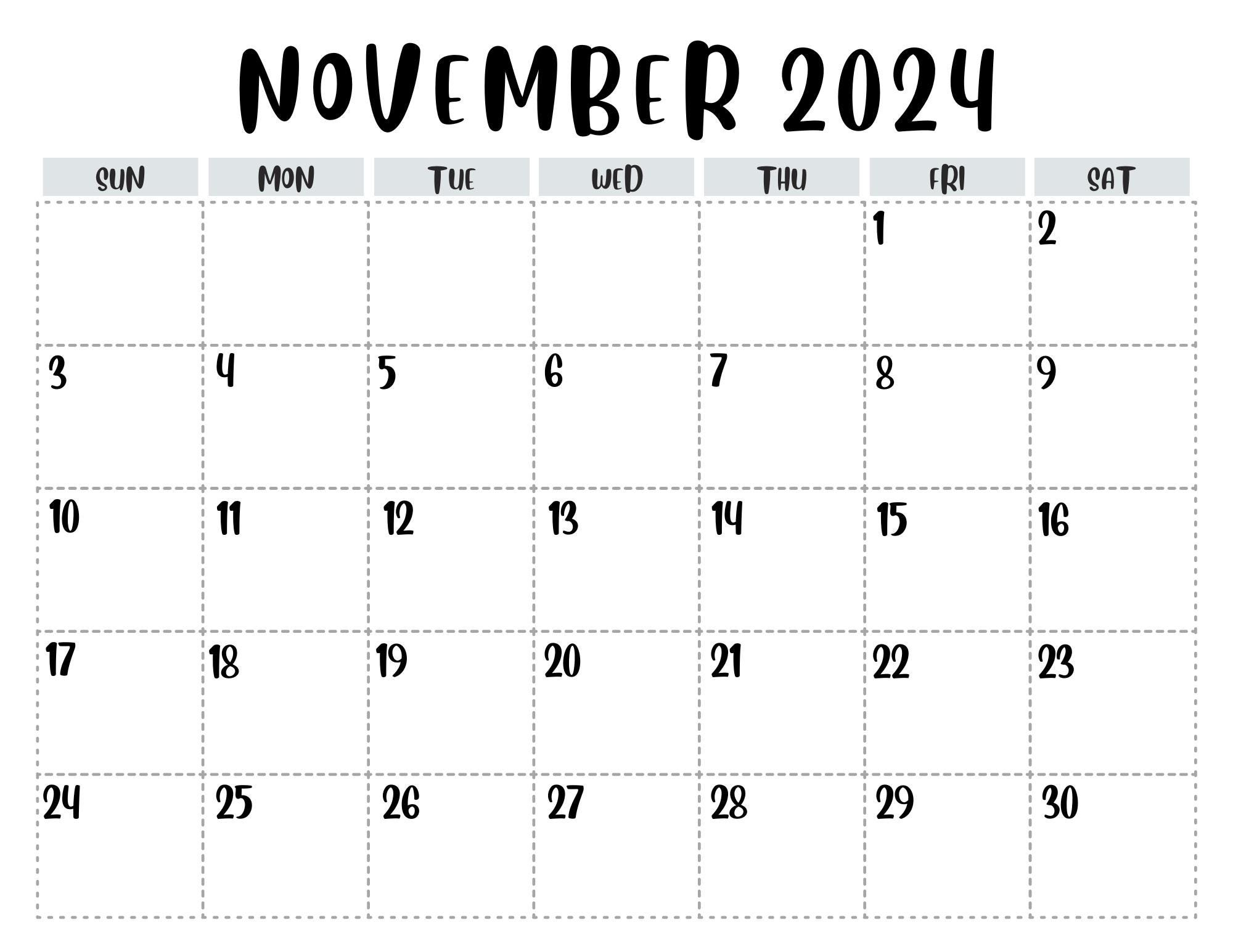 November 2024 Calendar, Printable Calendar, School Planning, Nov intended for Free Printable Pregnancy Announcement Calendar November 2024