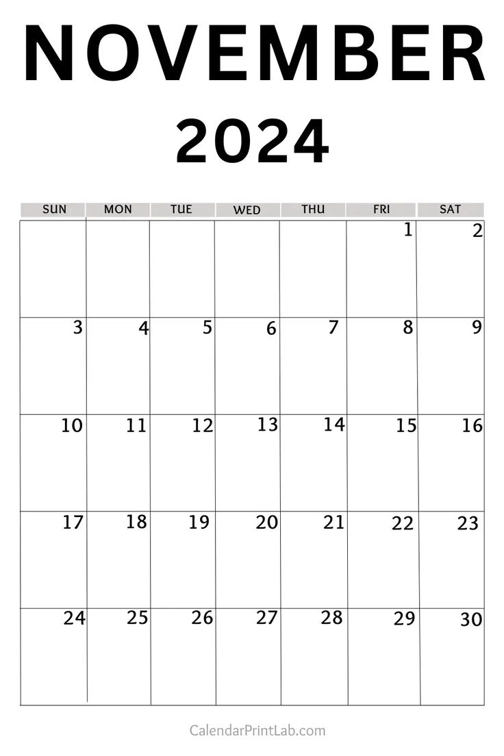 November 2024 Calendar Printable throughout November 2024 Calendar Printable Vertical