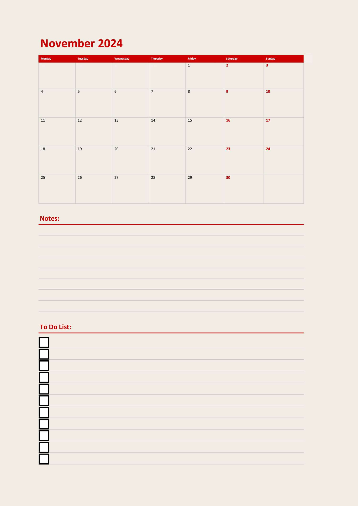 November 2024 Calendar Template - Excel | Google Sheets | Pdf throughout November 2024 Appoinment Calendar Pages Printable