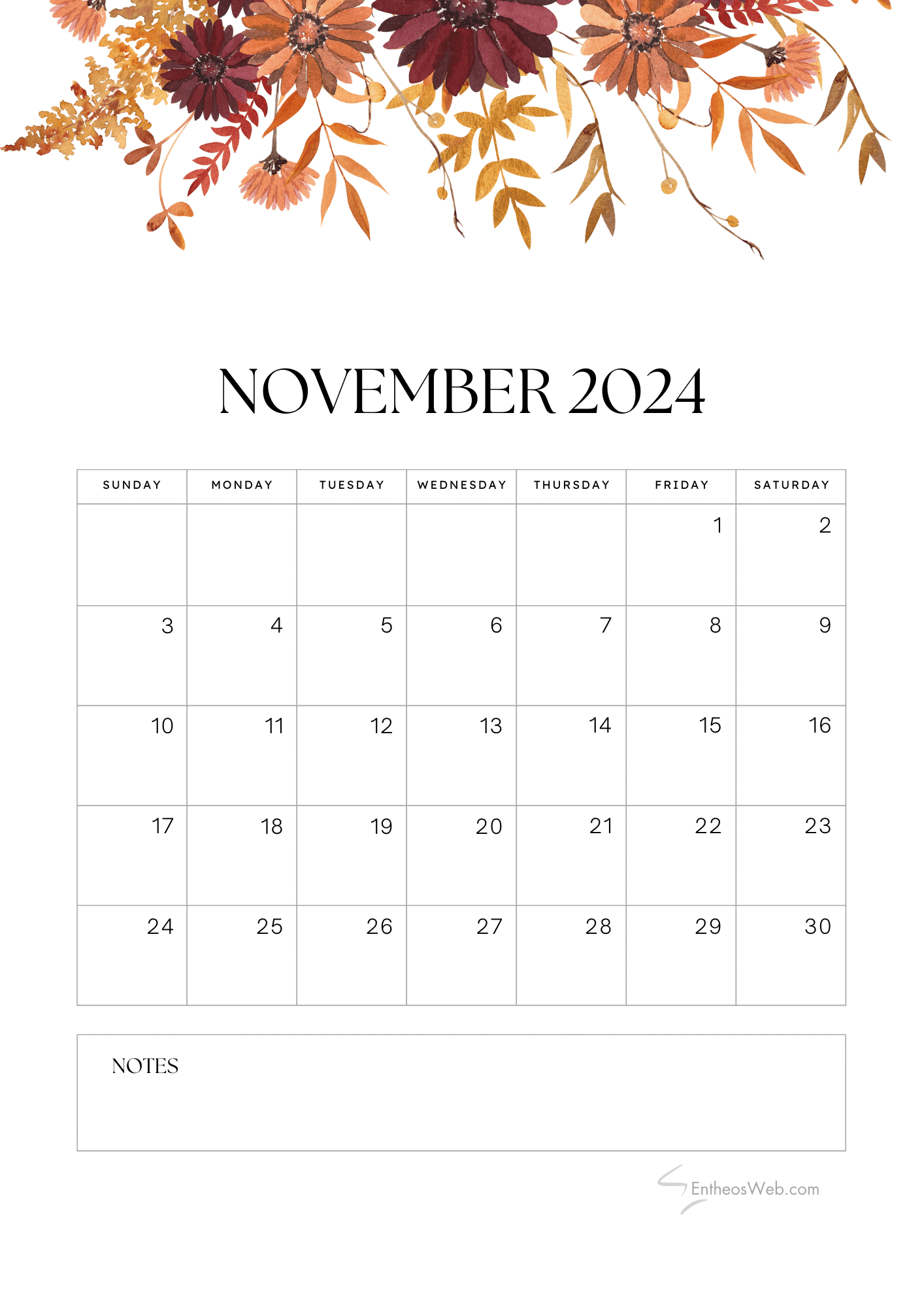 November 2024 Calendars | Entheosweb pertaining to November 2024 Printable Calendar Color