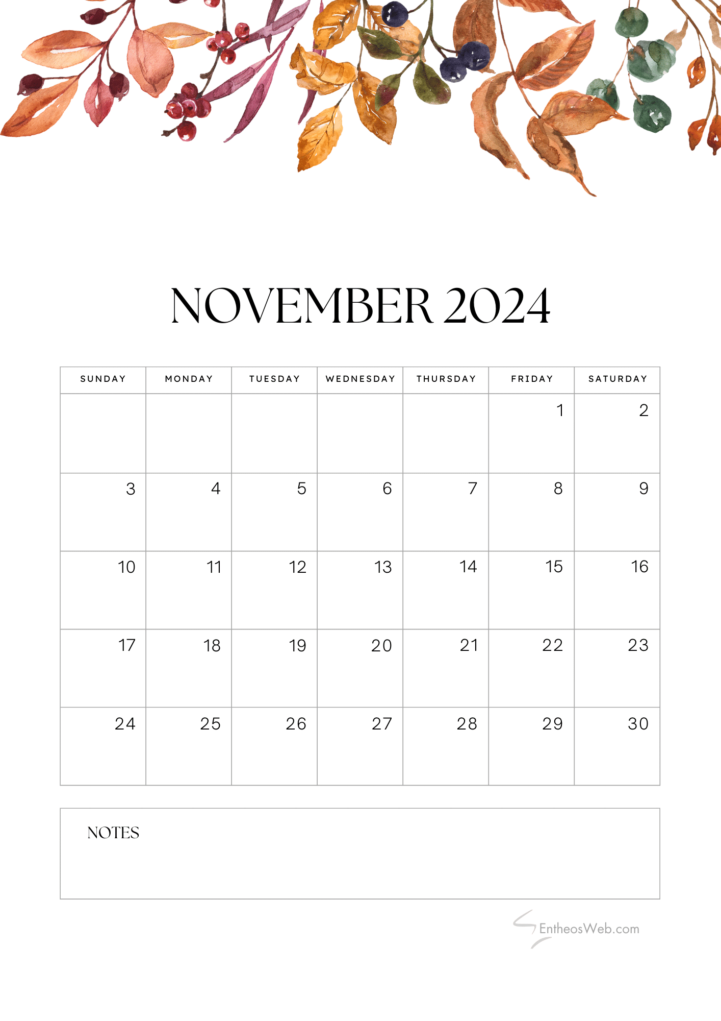 November 2024 Calendars | Entheosweb with regard to November 2024 Calendar Printable A4