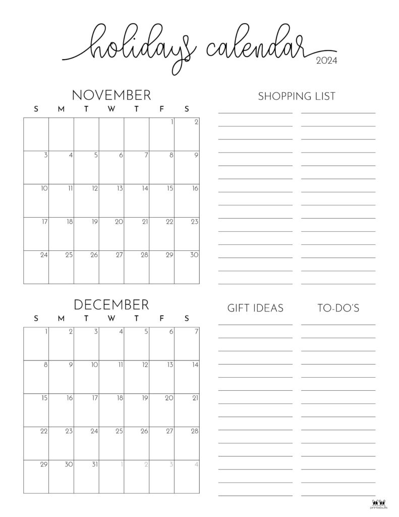 November December 2024 Calendars - 28 Printables | Printabulls within Free Printable November 2024 And December 2024 Calendar