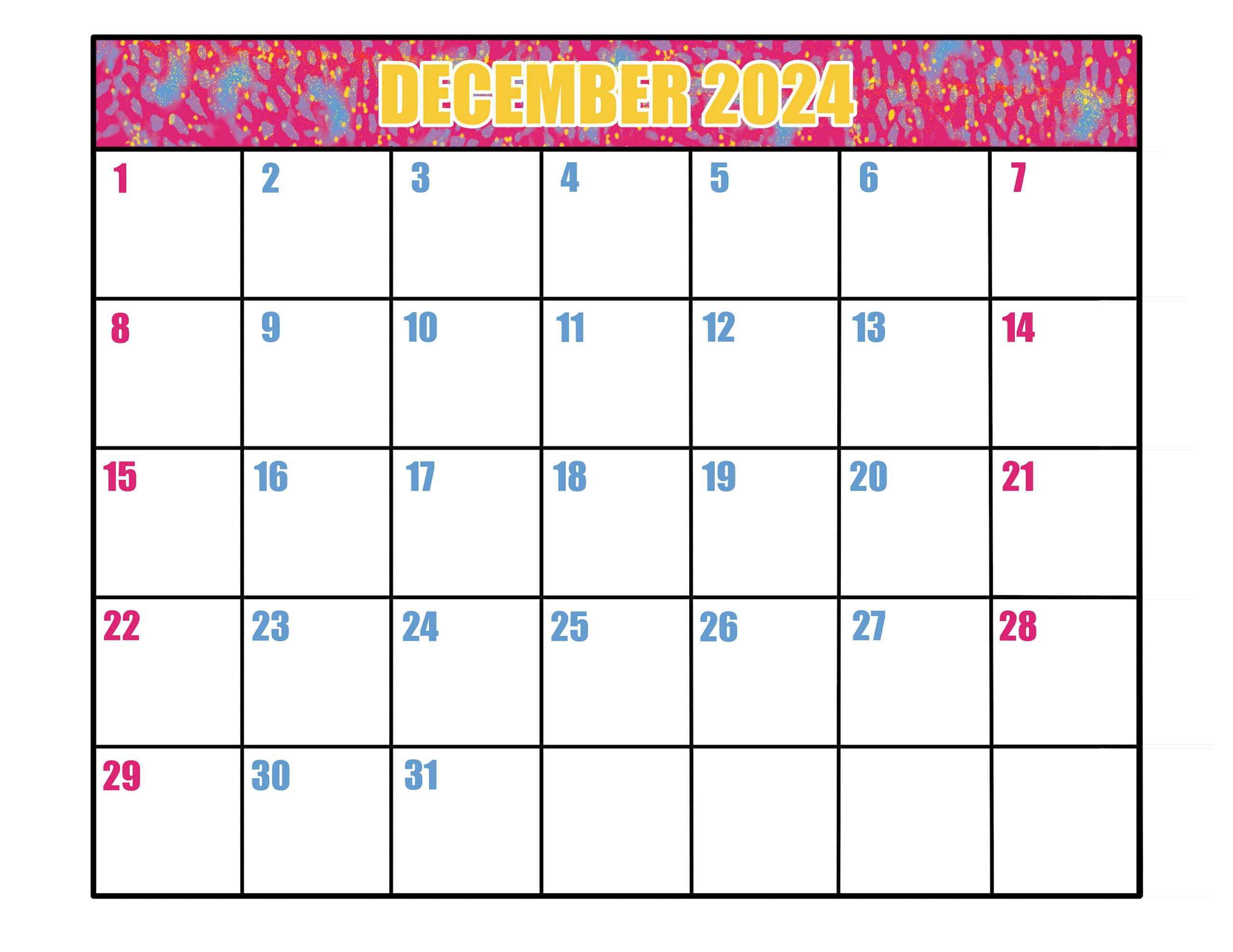 Printable December 2024 Calendar - Etsy regarding December 2024 Printable Calendar Waterproof