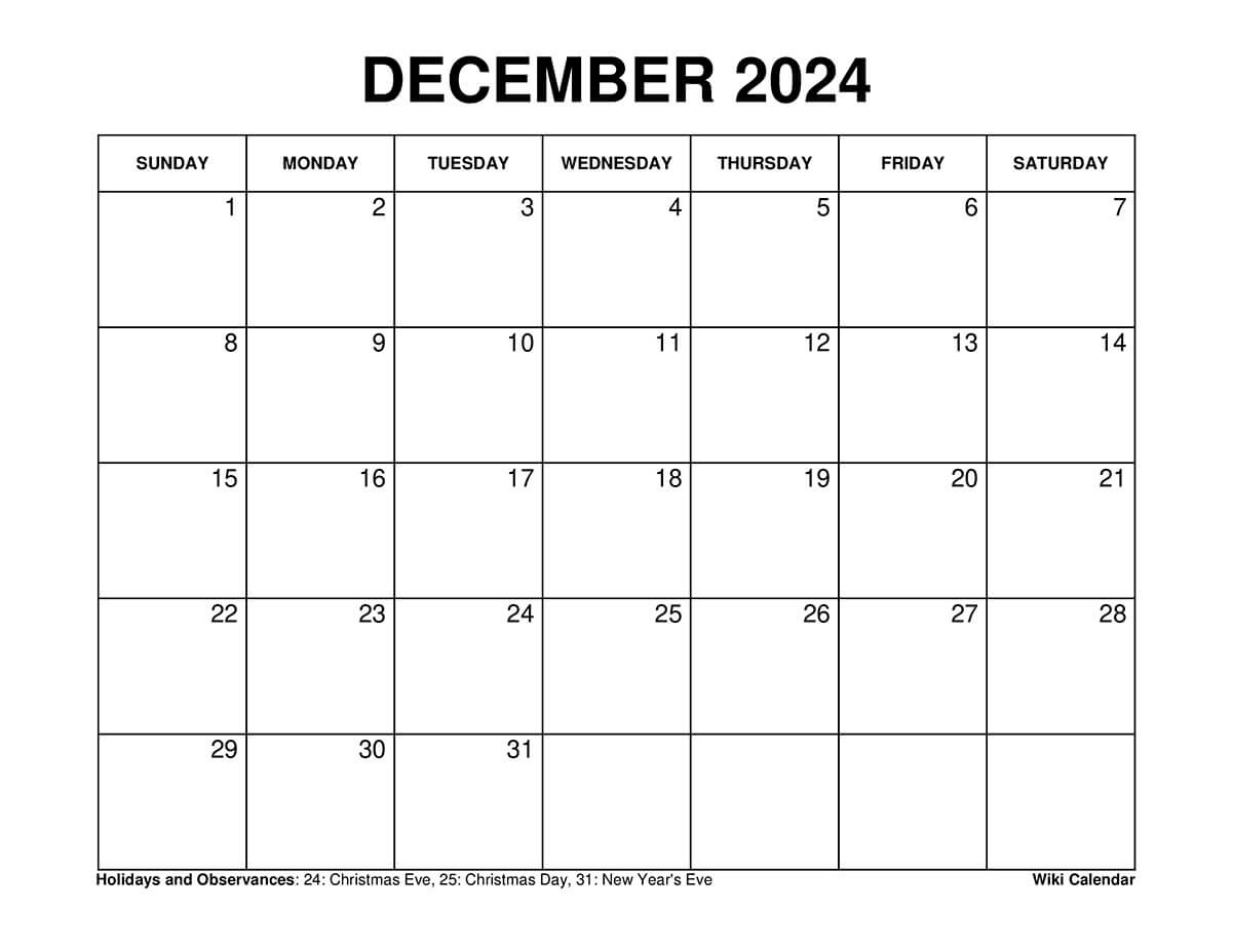 Printable December 2024 Calendar Templates With Holidays with regard to 2024 May December Calendar Printable