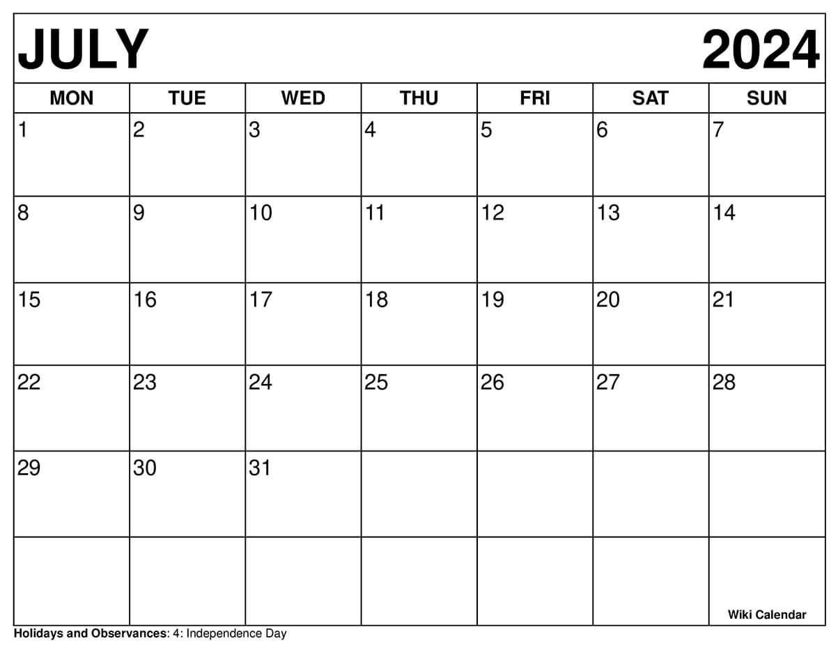 Printable July 2024 Calendar Templates With Holidays regarding Printable Calendar July 2024 To December 2024