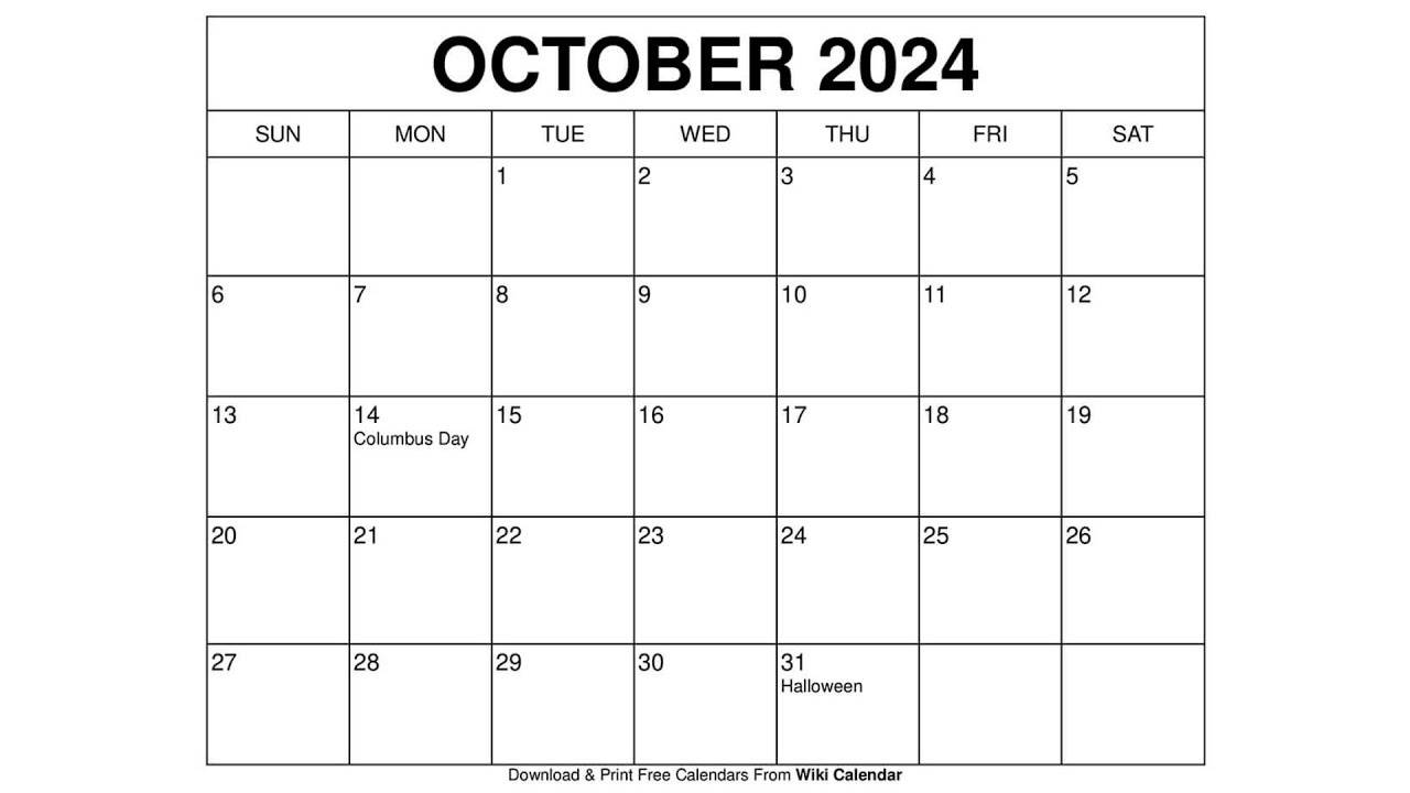 Printable October 2024 Calendar Templates With Holidays regarding November 2024 Calendar Printable Wiki