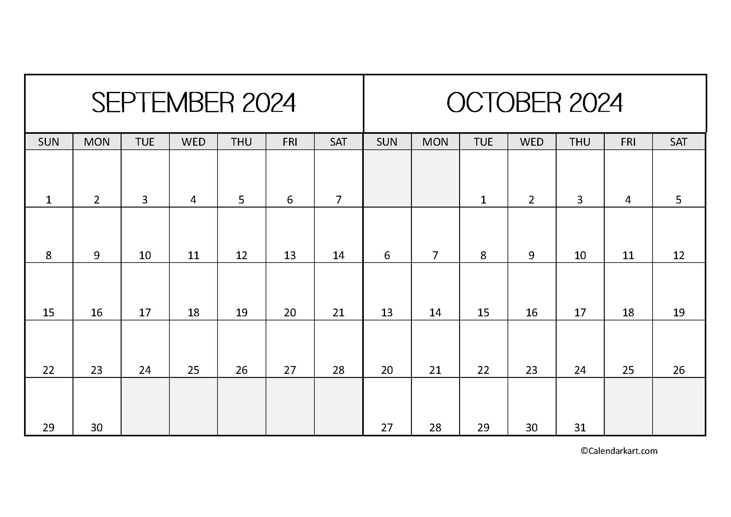 September October 2024 Calendar (5Th Bi-Monthly) - Calendarkart throughout Calendar 2024 September October November December Printable