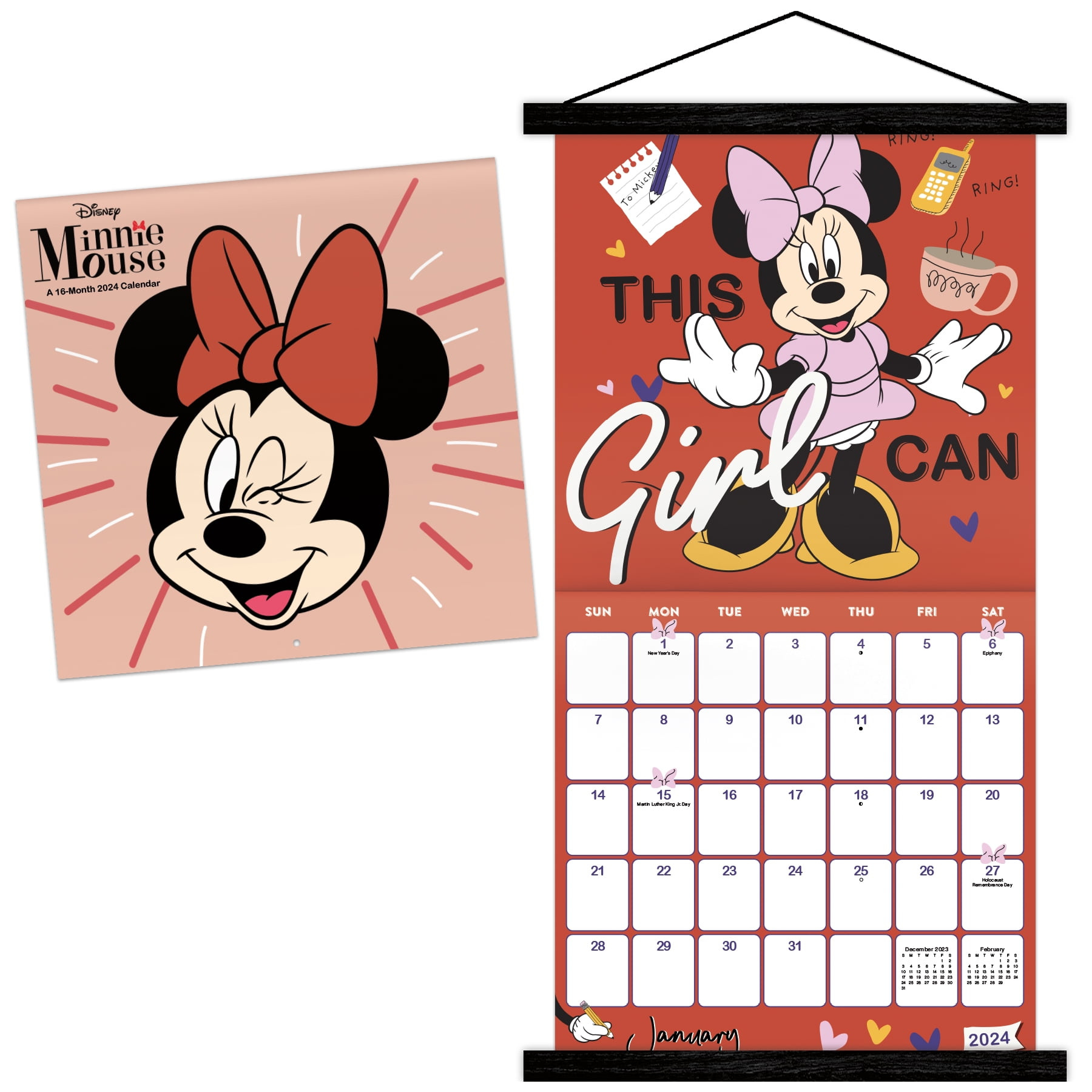 Trends International 2024 Disney Minnie Mouse 2024 Disney Minnie Mouse Wall Calendar &amp;amp; Magnetic Frame inside Minnie Mouse Printable Calendar November 2024