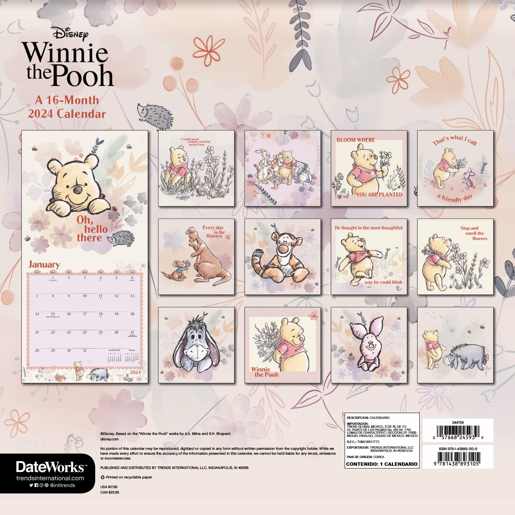 Trends International 2024 Disney Winnie The Pooh Wall Calendar pertaining to 2024 December Calendar Printable Winnie The Pooh