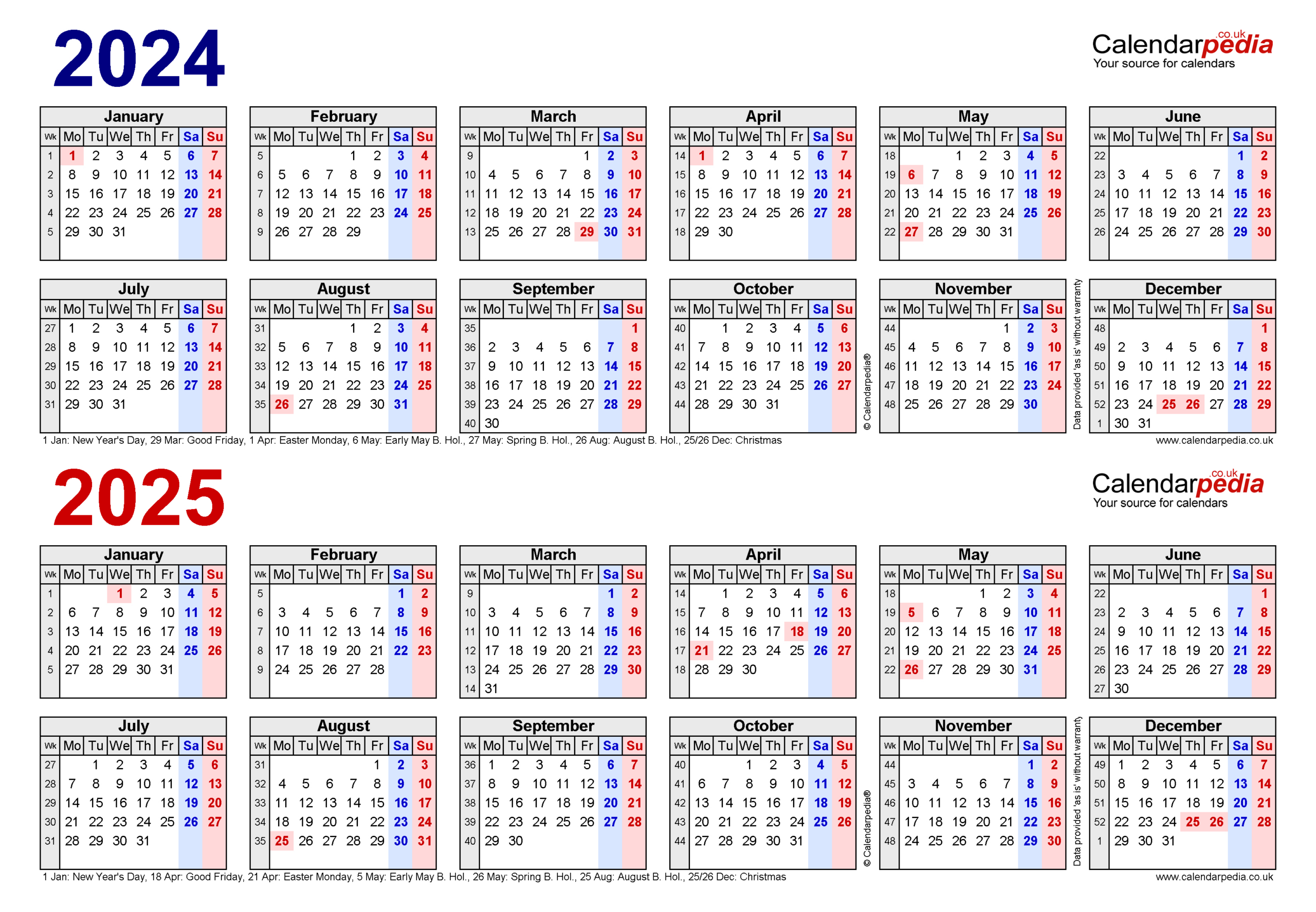 Two Year Calendars For 2024 And 2025 (Uk) For Pdf throughout December 2024 January 2025 Calendar Printable Uk