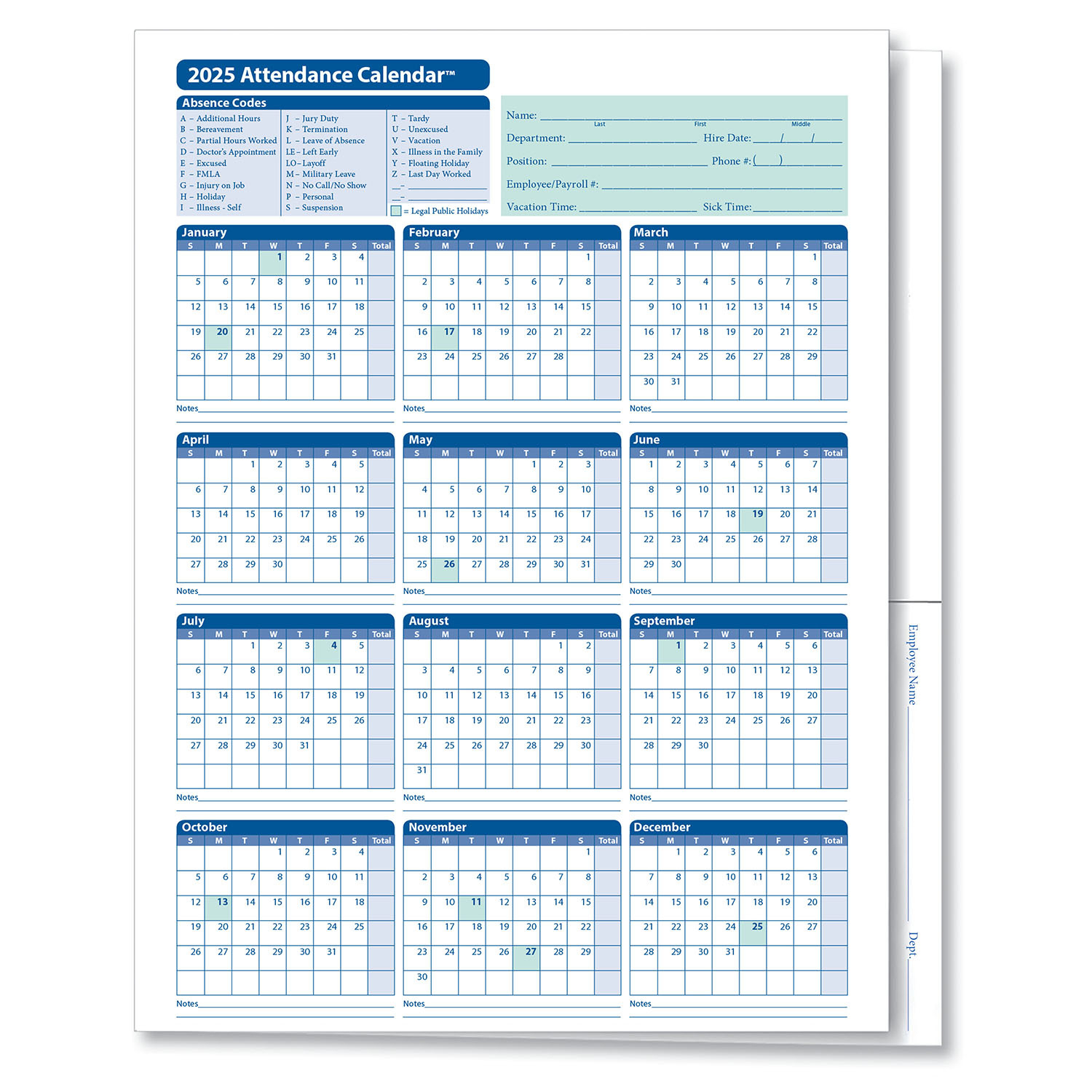 2025 Attendance Calendar Folder | Hrdirect throughout Attendance Calendar 2025