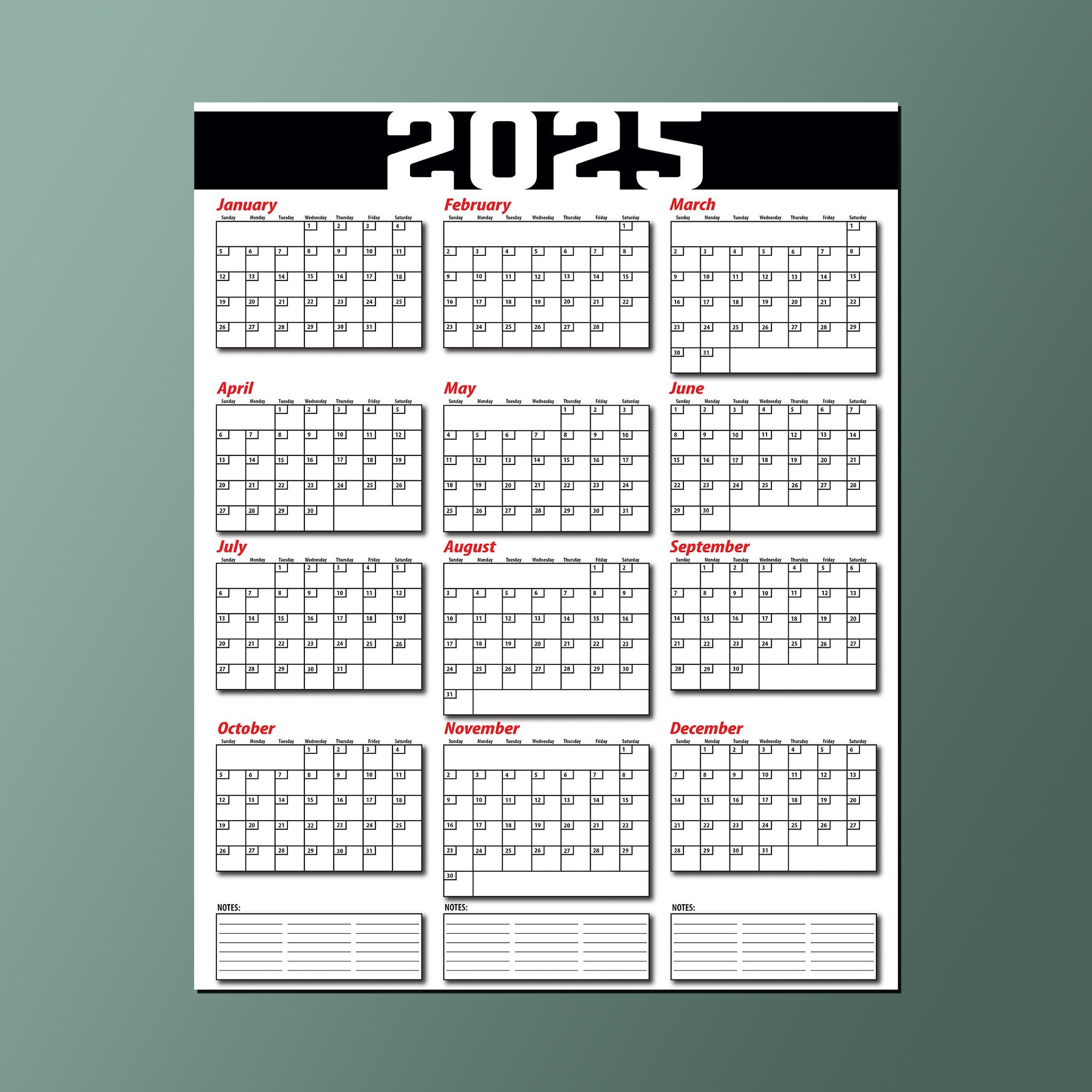 2025 Calendar 18X24 Poster Matte Finish - Etsy for 2025 Adp Calendar Printable